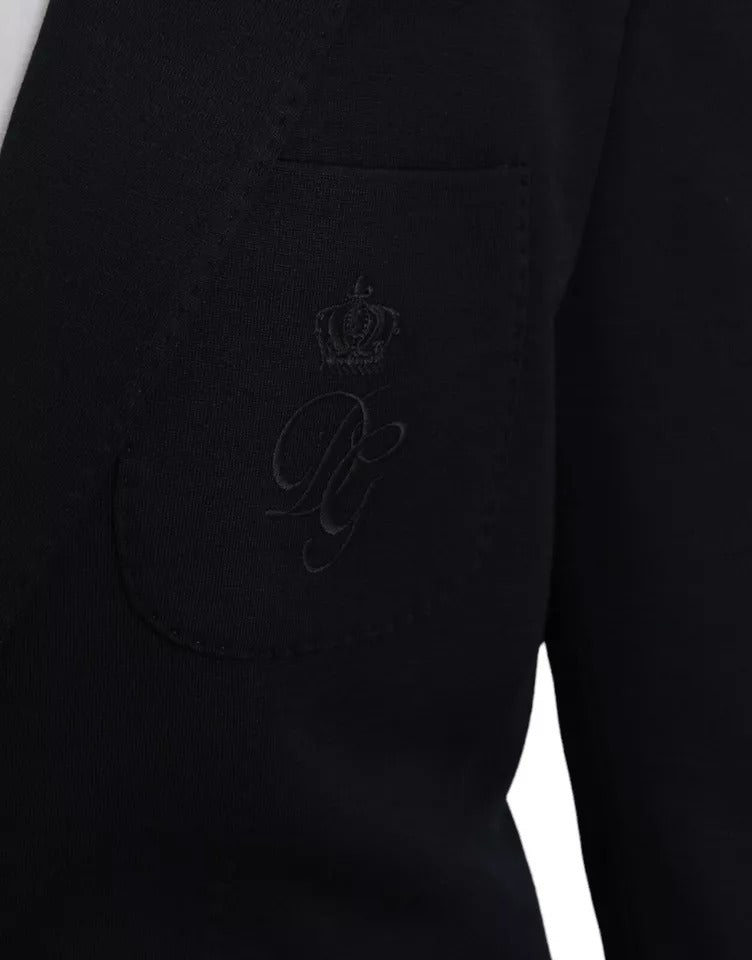 Blauer, einreihiger Blazer aus Wolle mit Kerbe