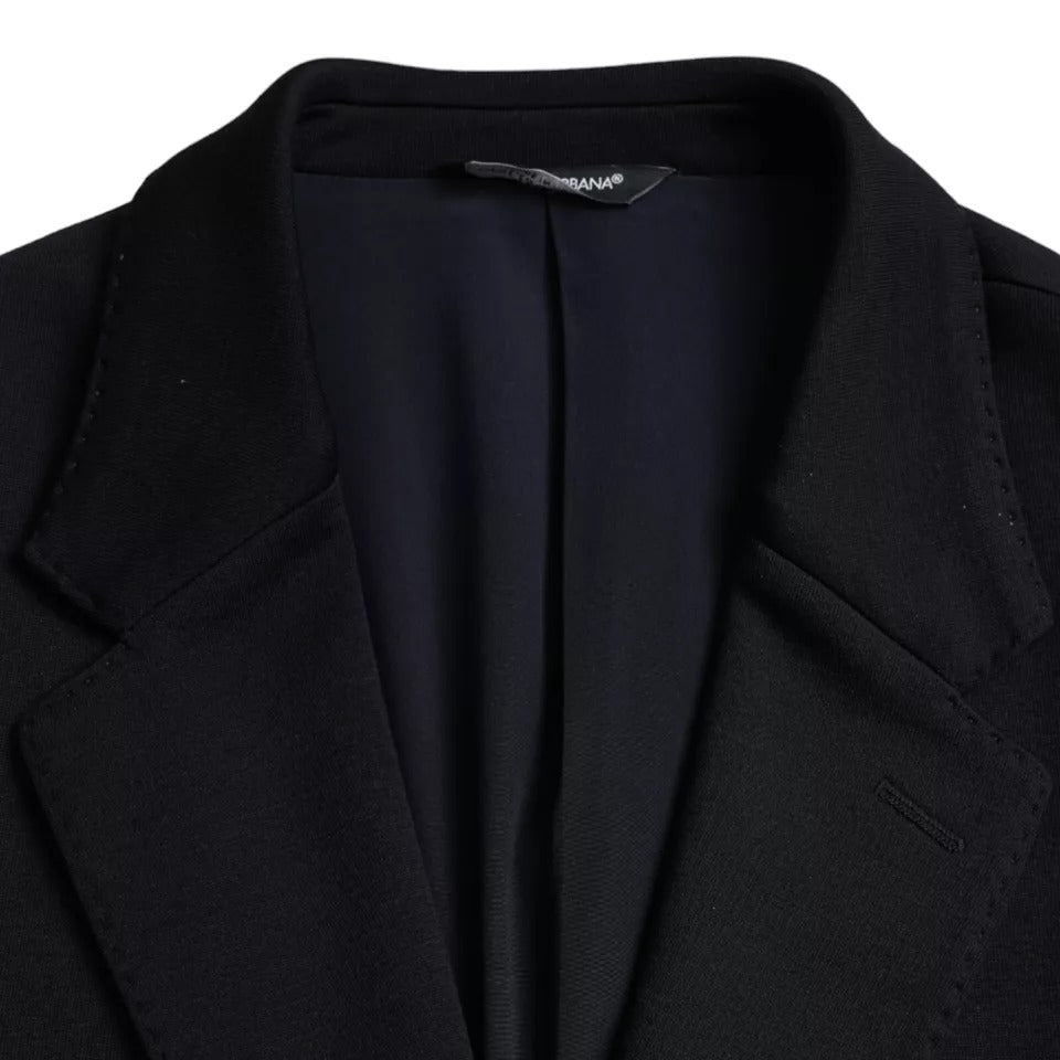 Blauer, einreihiger Blazer aus Wolle mit Kerbe