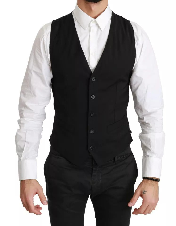 Schwarze, einfarbige STAFF-Weste in Slim Fit