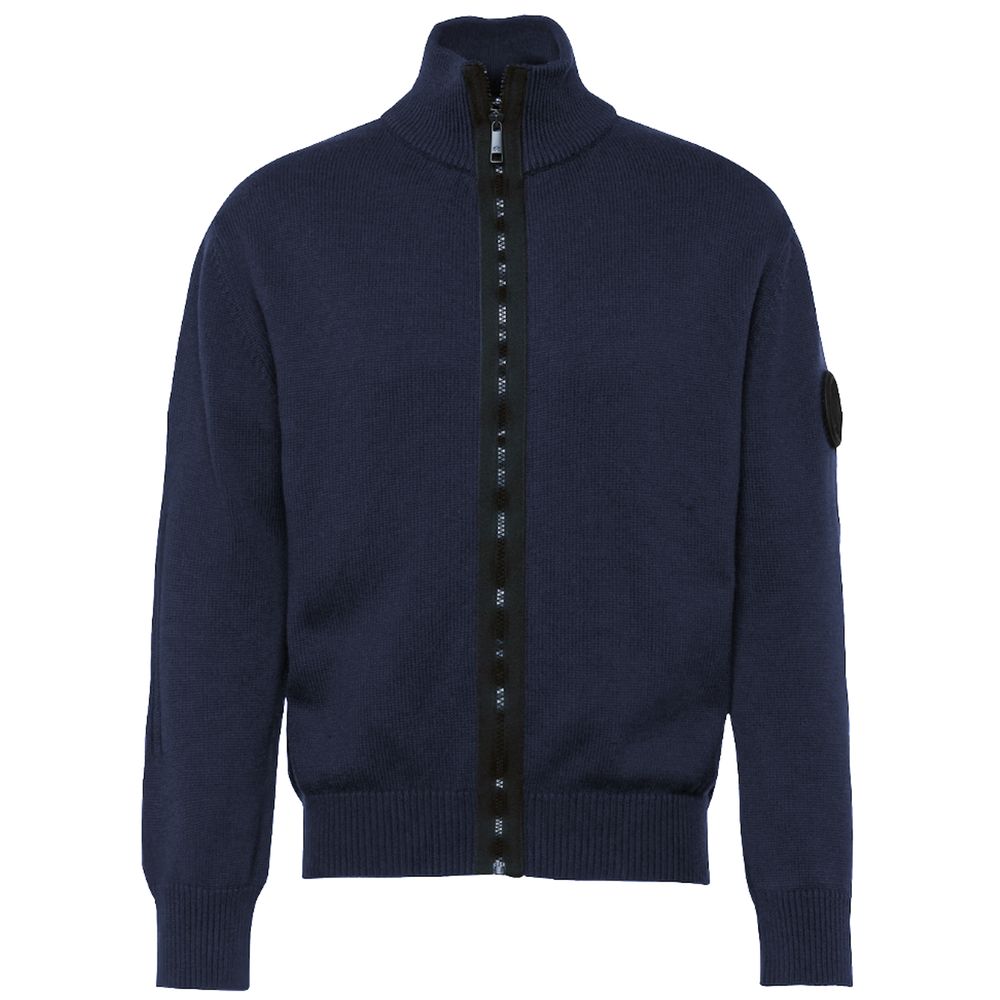 Blauer Baumwollpullover