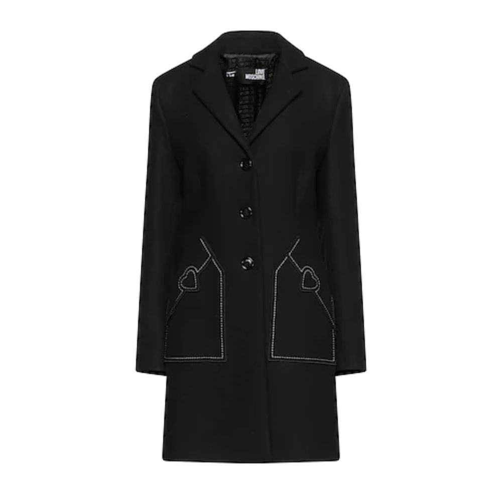 Schwarzer Wollmantel für Damen