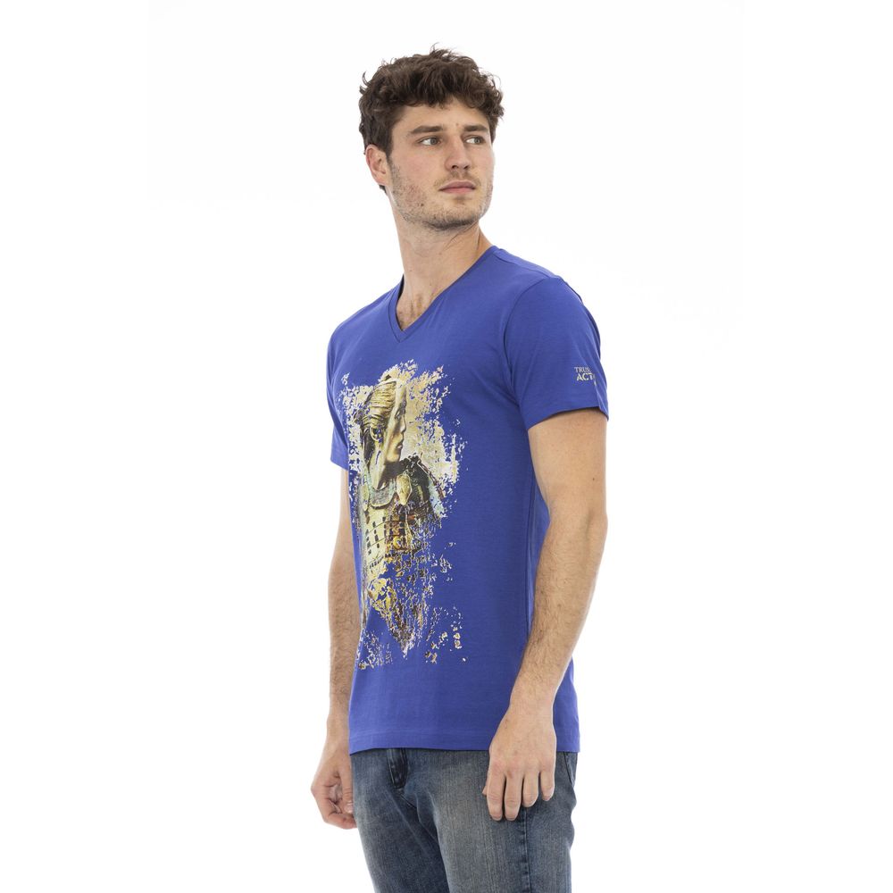Blaues Herren-T-Shirt aus Baumwolle