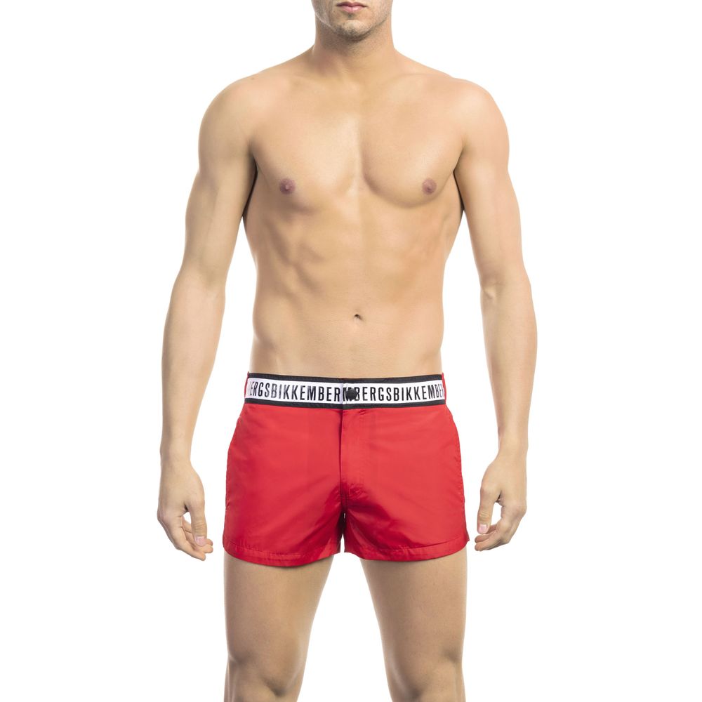 Rote Polyamid-Badeshorts für Herren