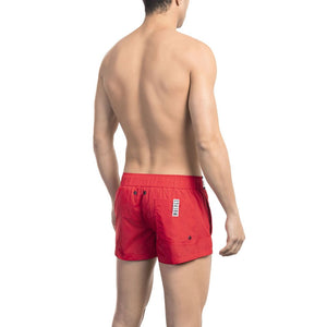 Rote Polyamid-Badeshorts für Herren