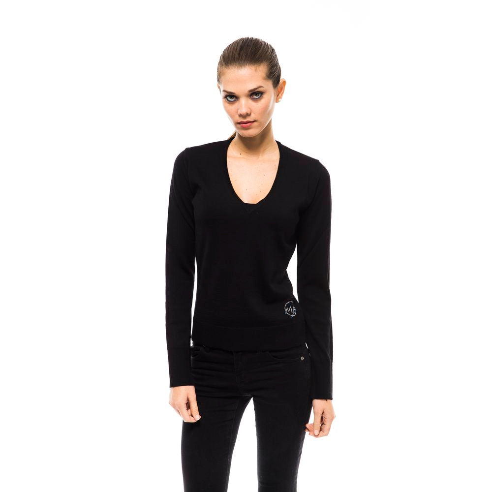 Schwarzer Wollpullover für Damen