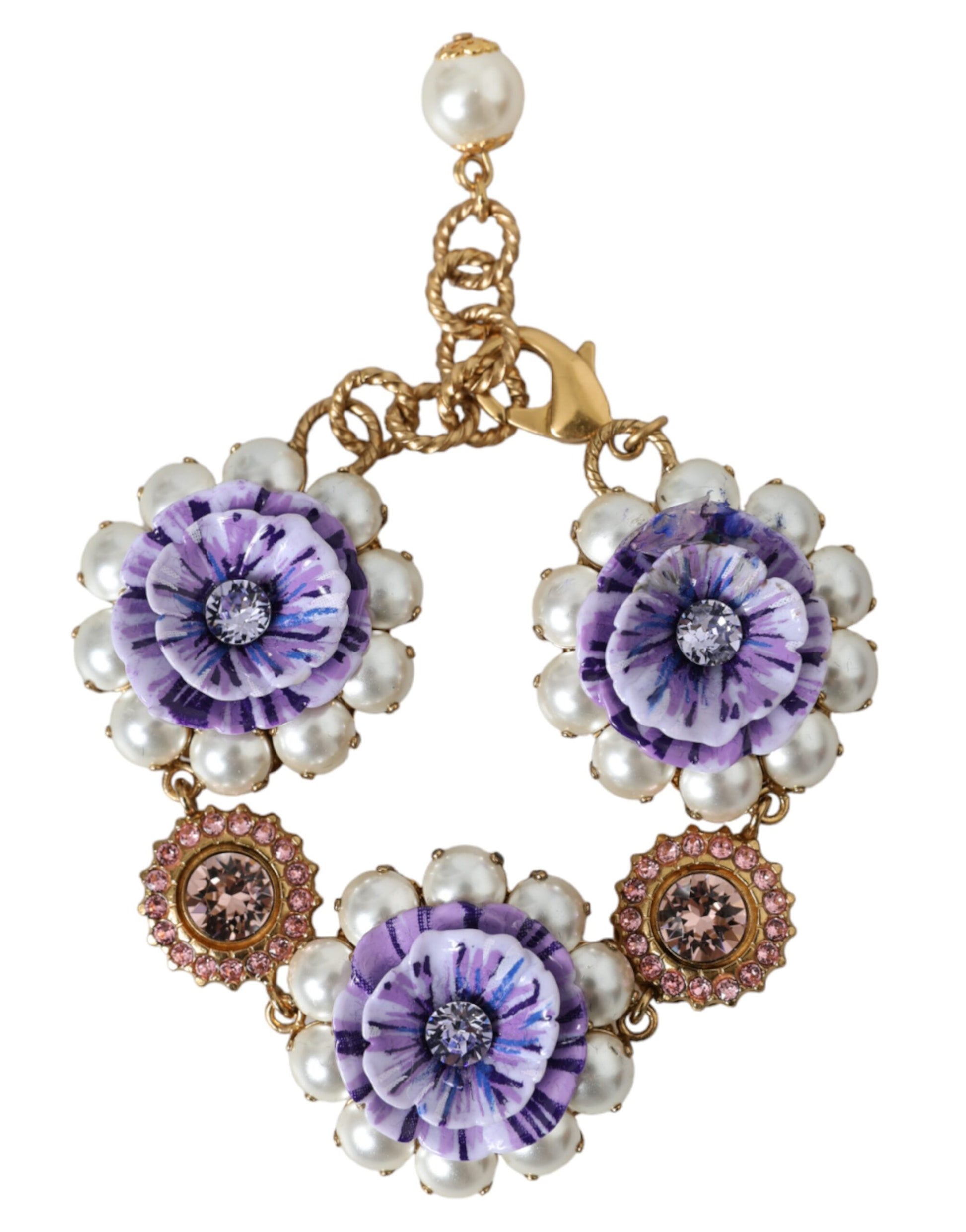Goldfarbenes Armband FIORI BLOOMING mit floralen Barockkristallen