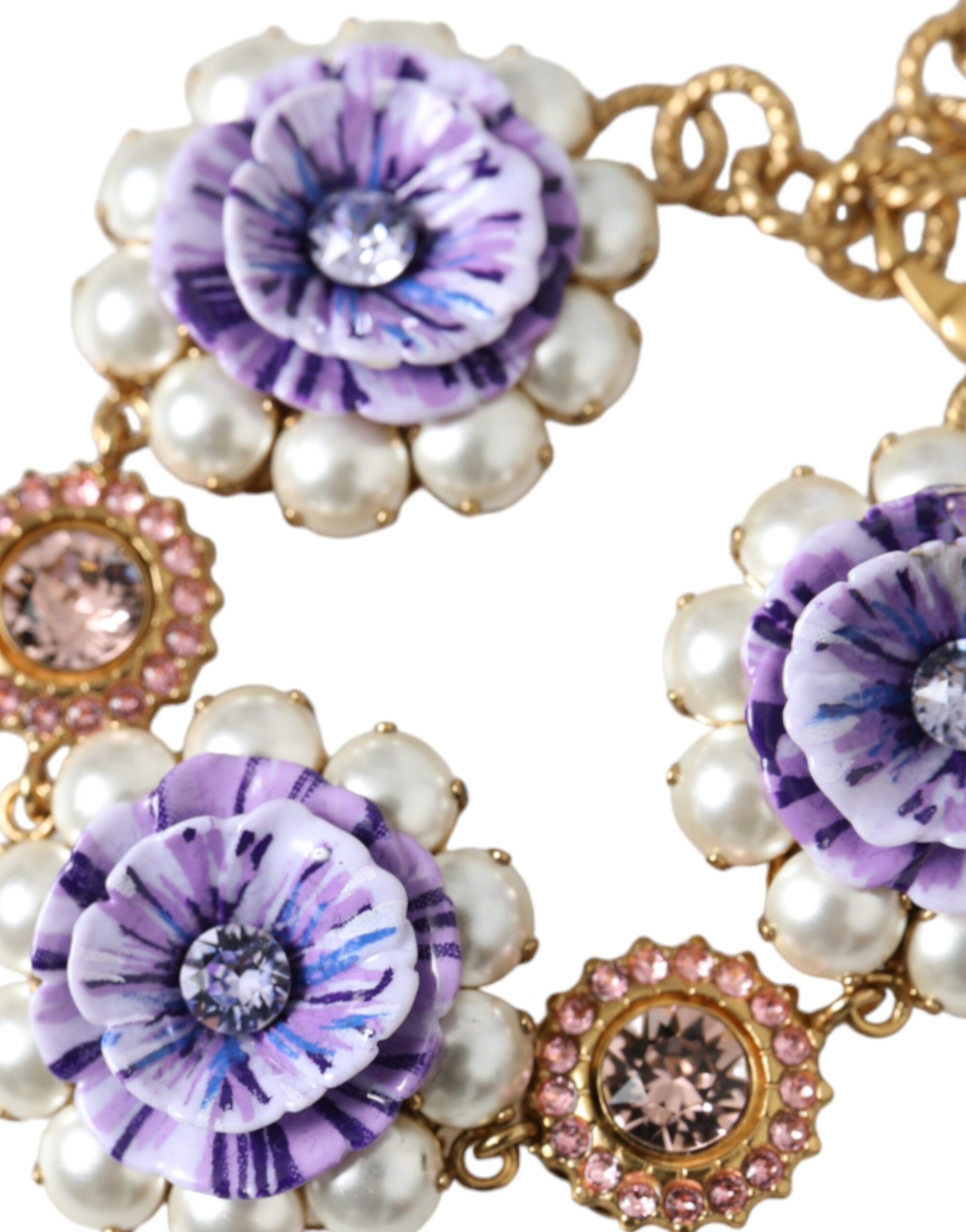 Goldfarbenes Armband FIORI BLOOMING mit floralen Barockkristallen