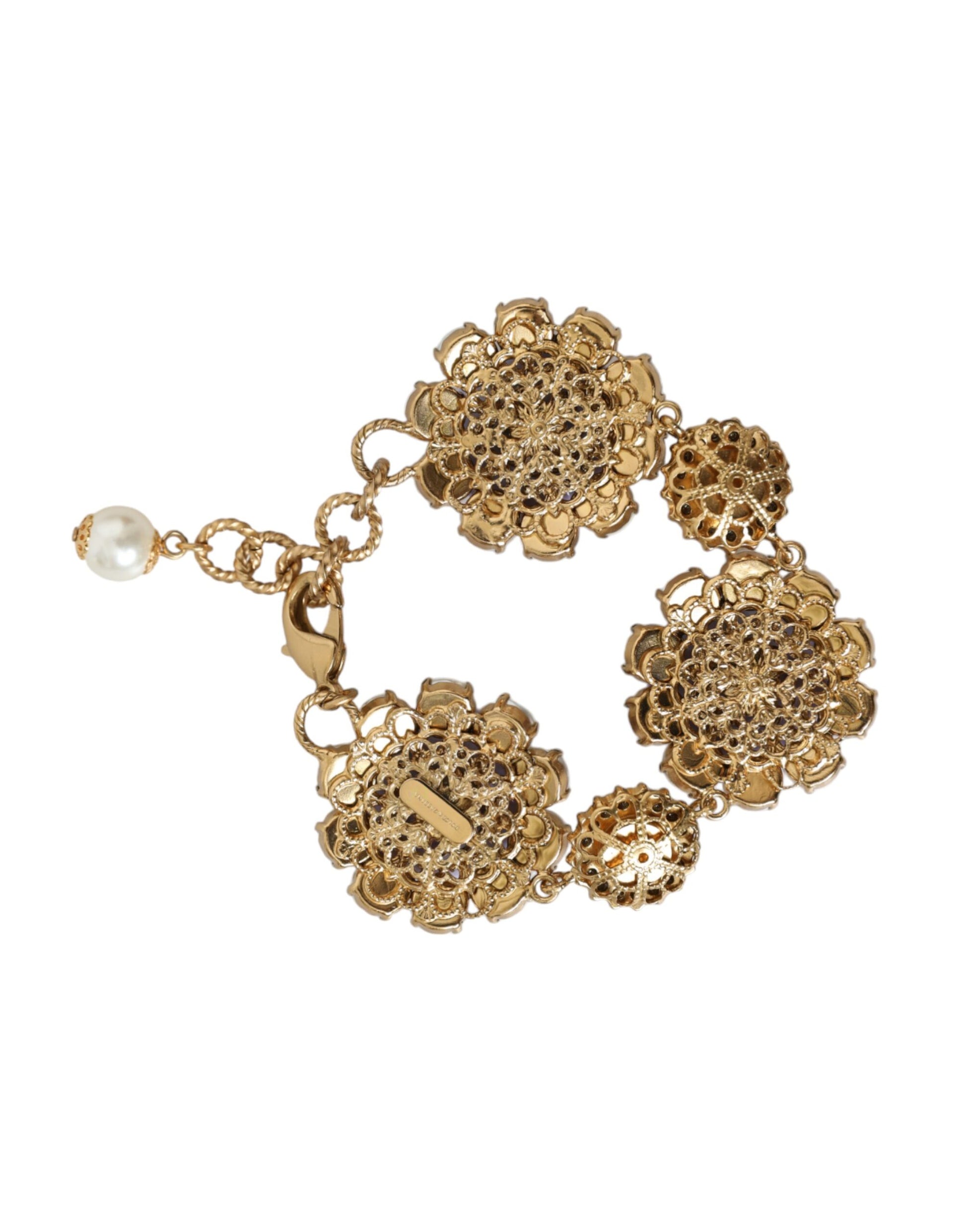 Goldfarbenes Armband FIORI BLOOMING mit floralen Barockkristallen