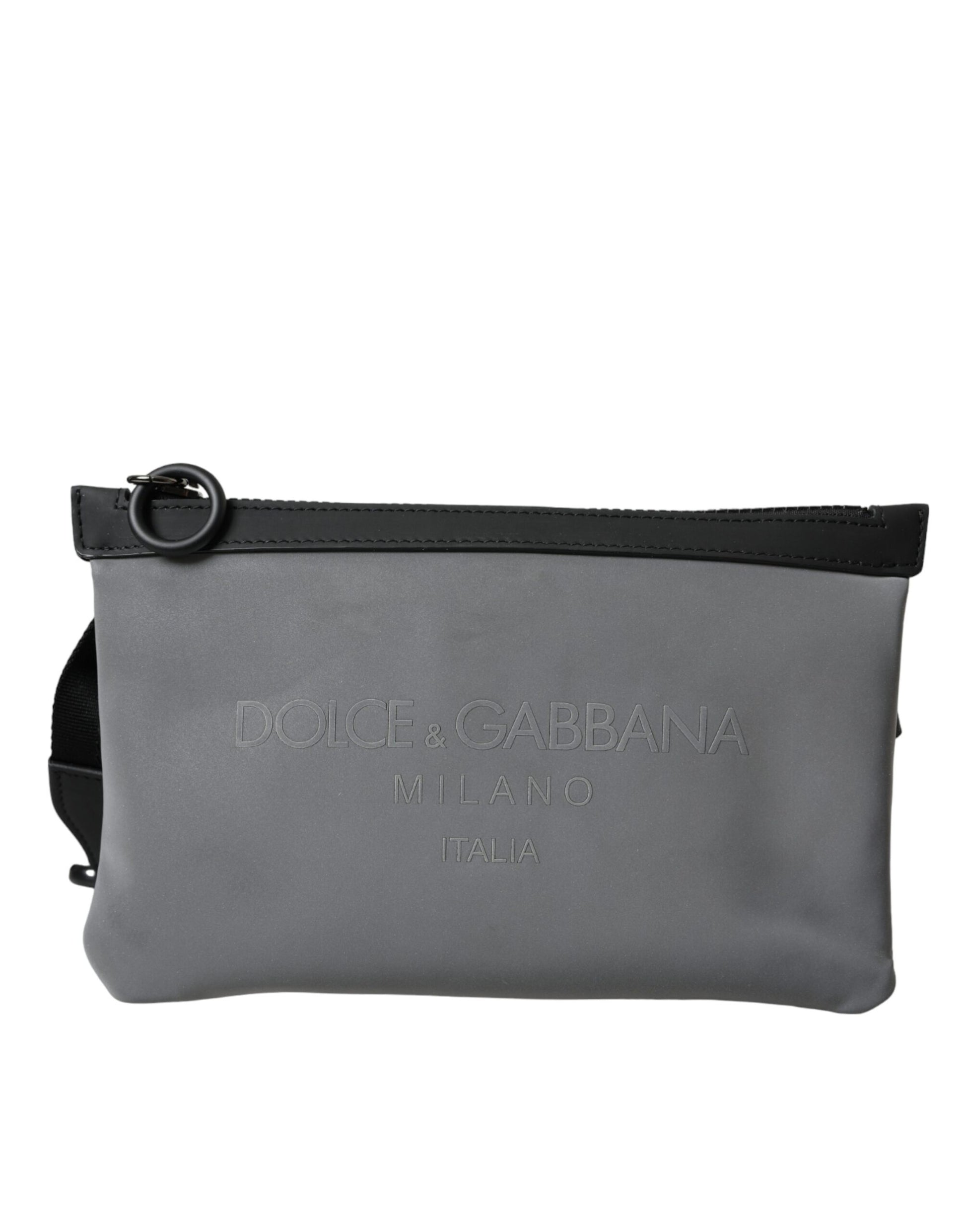 Graue Neopren-Gürteltasche mit Logo und Reißverschluss