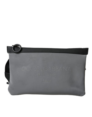 Graue Neopren-Gürteltasche mit Logo und Reißverschluss