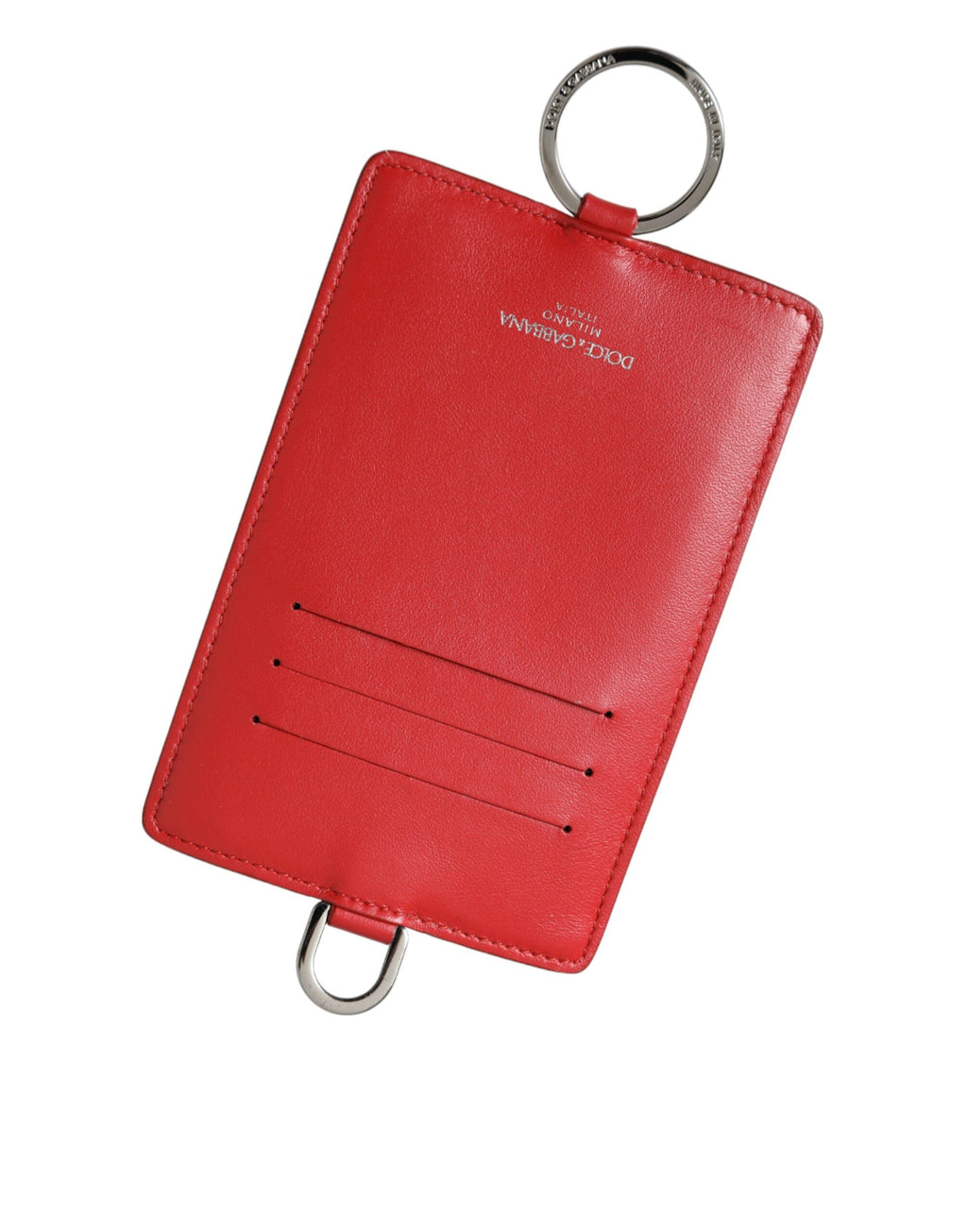 Rotes Kartenetui aus Kalbsleder mit Lanyard und Logo