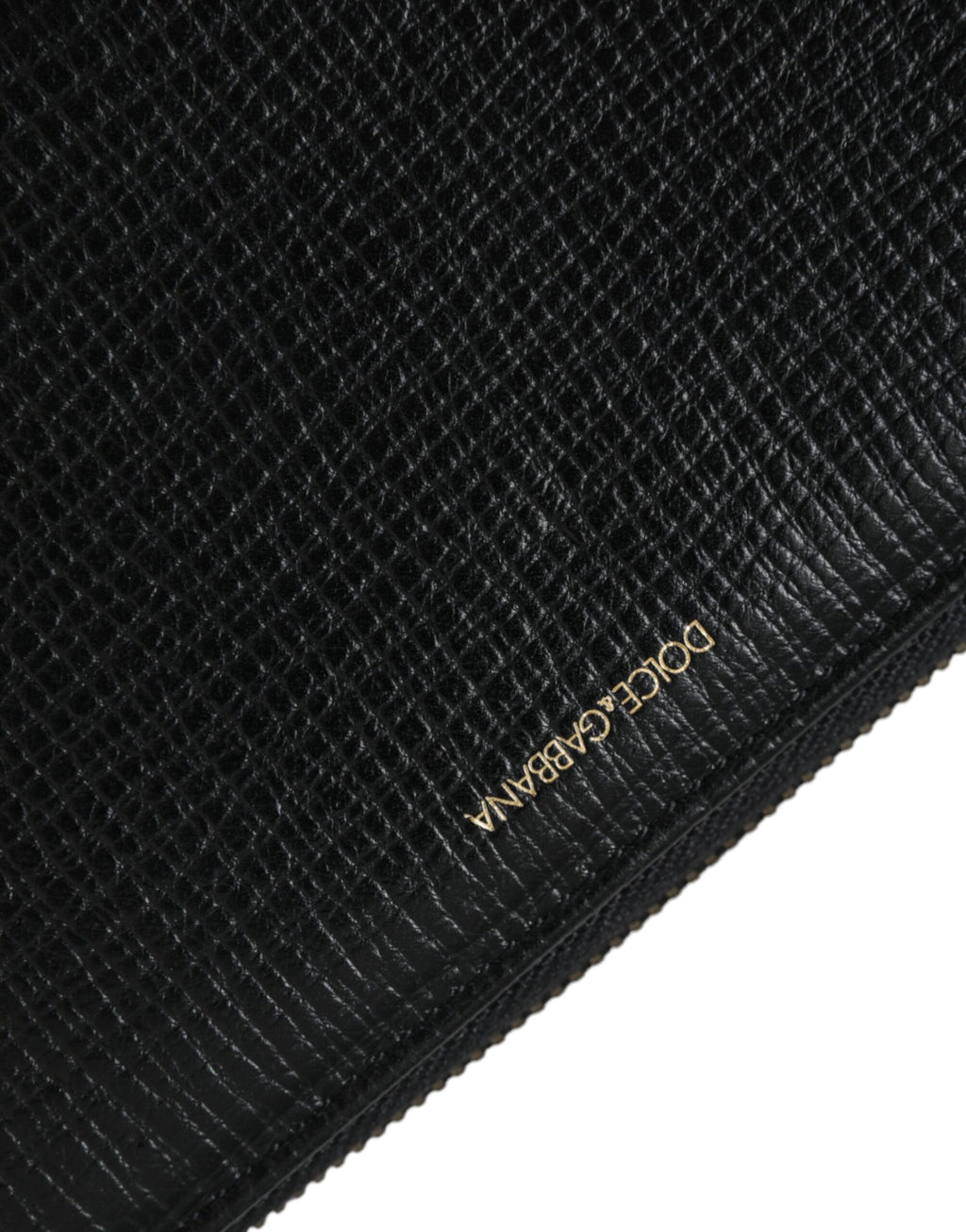 Schwarzes Lederportemonnaie mit Logo-Patch und Rundum-Reißverschluss