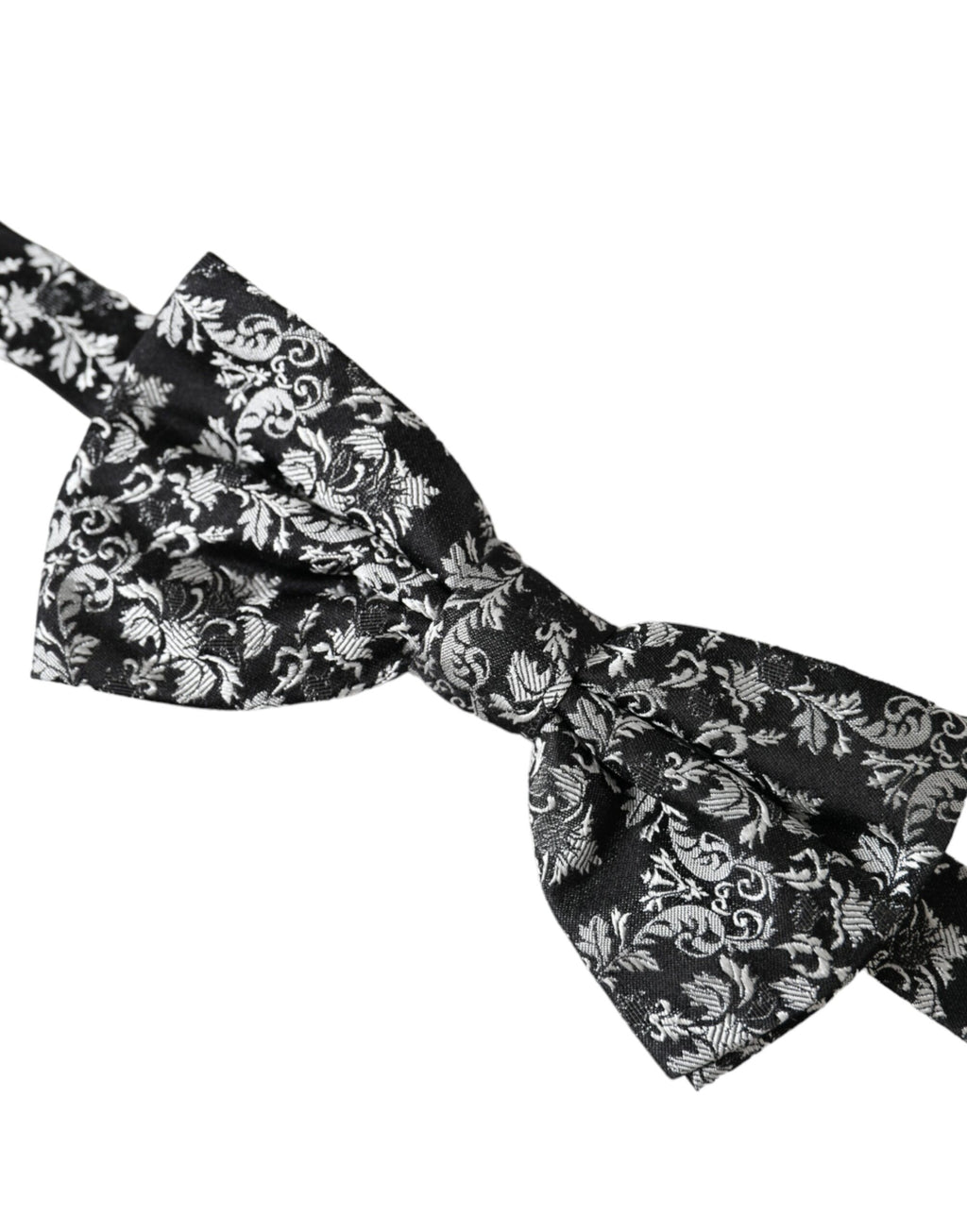 Schwarze Herrenfliege aus Seide mit Blumenmuster und verstellbarem Hals