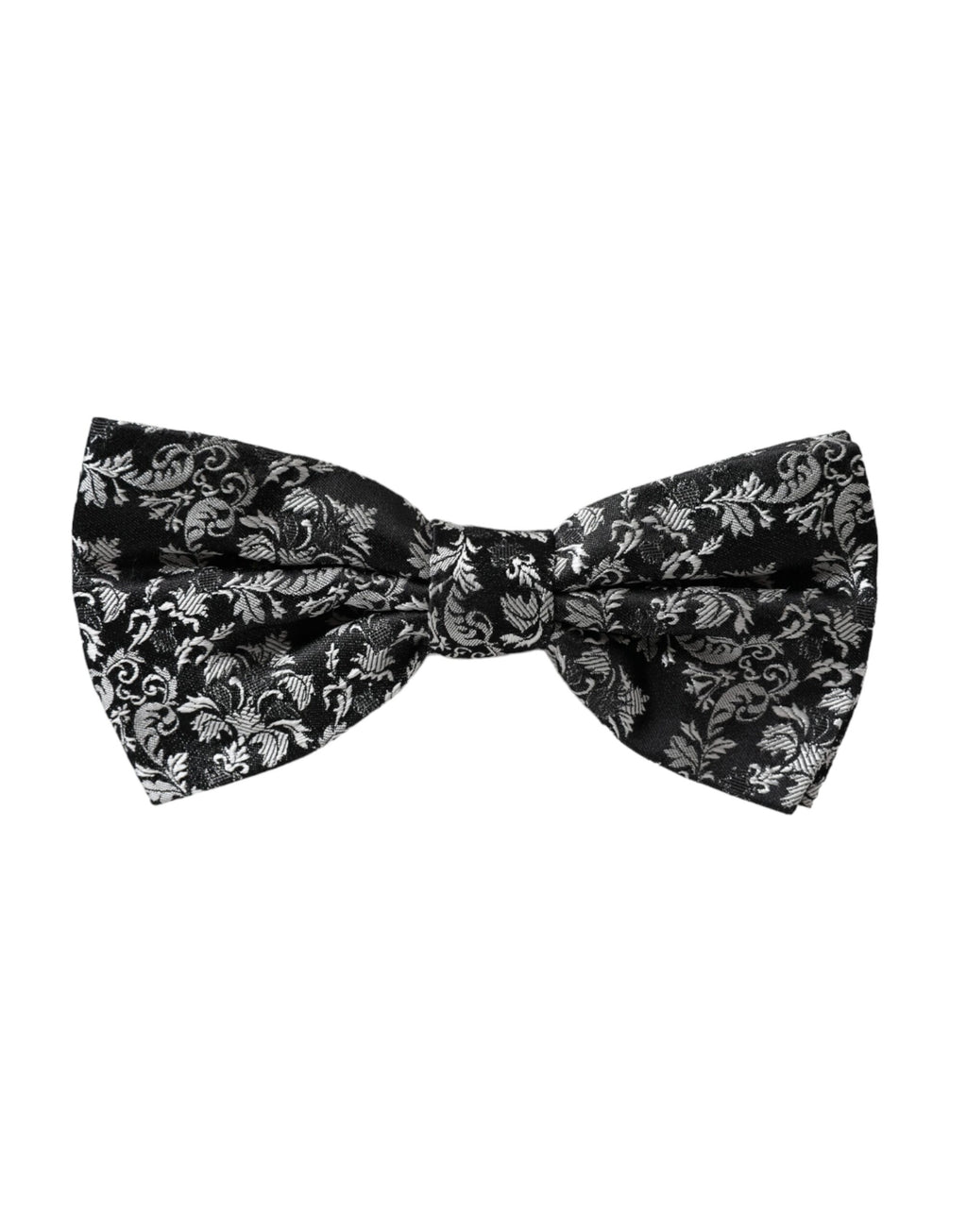 Schwarze Herrenfliege aus Seide mit Blumenmuster und verstellbarem Hals