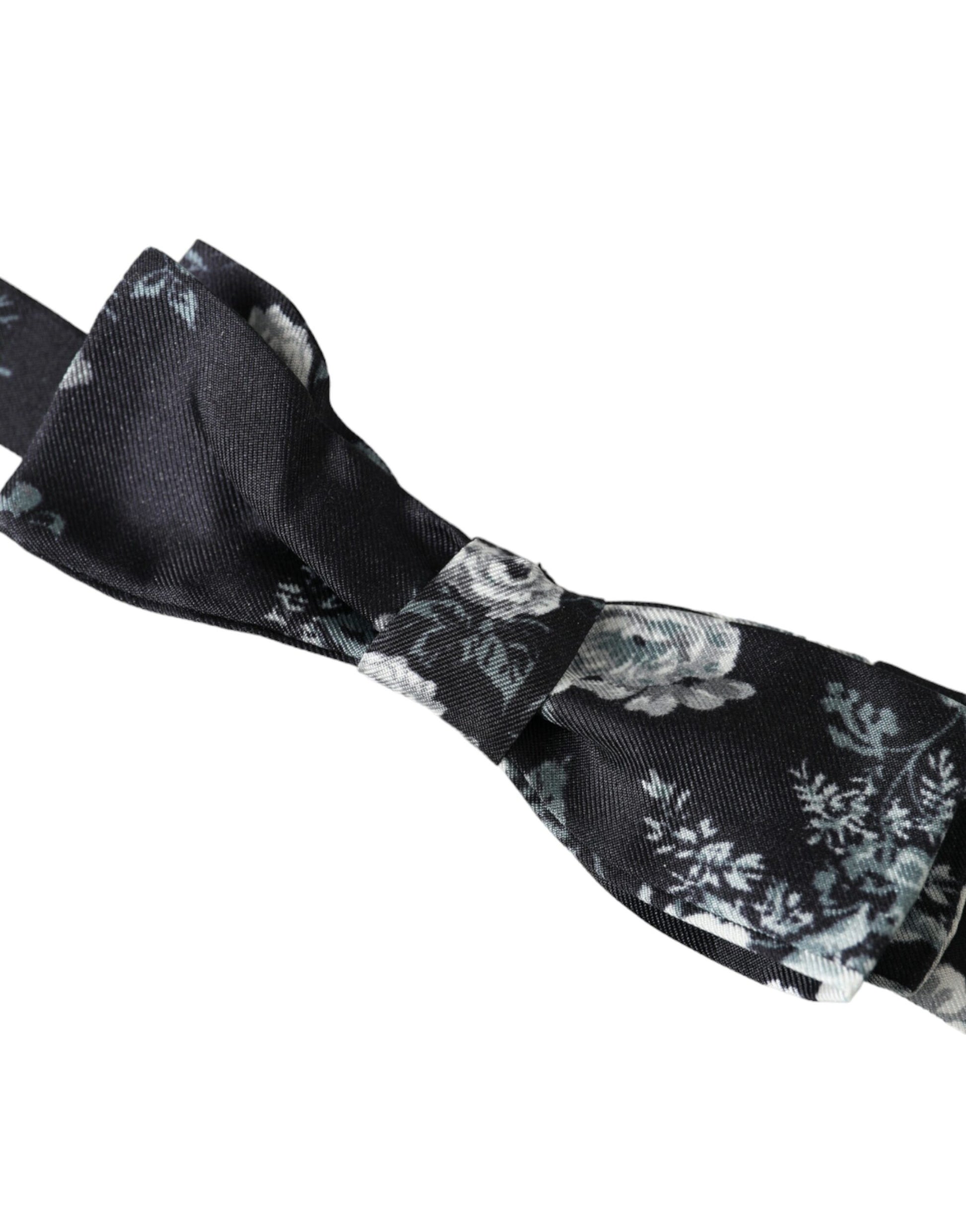 Schwarze, florale Fantasy-Fliege mit verstellbarem Halsausschnitt für Herren