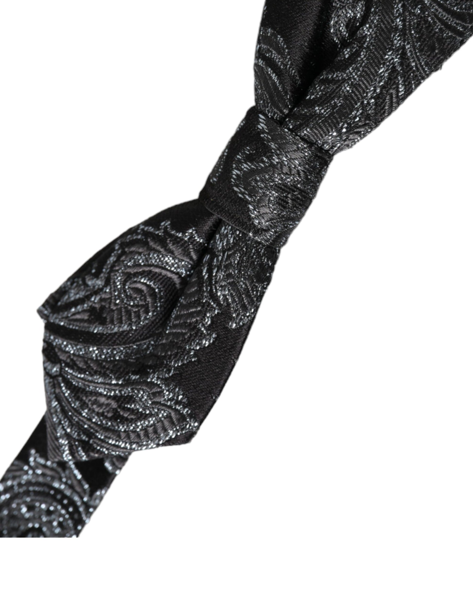 Schwarze Herrenfliege aus Seidenjacquard mit verstellbarem Hals