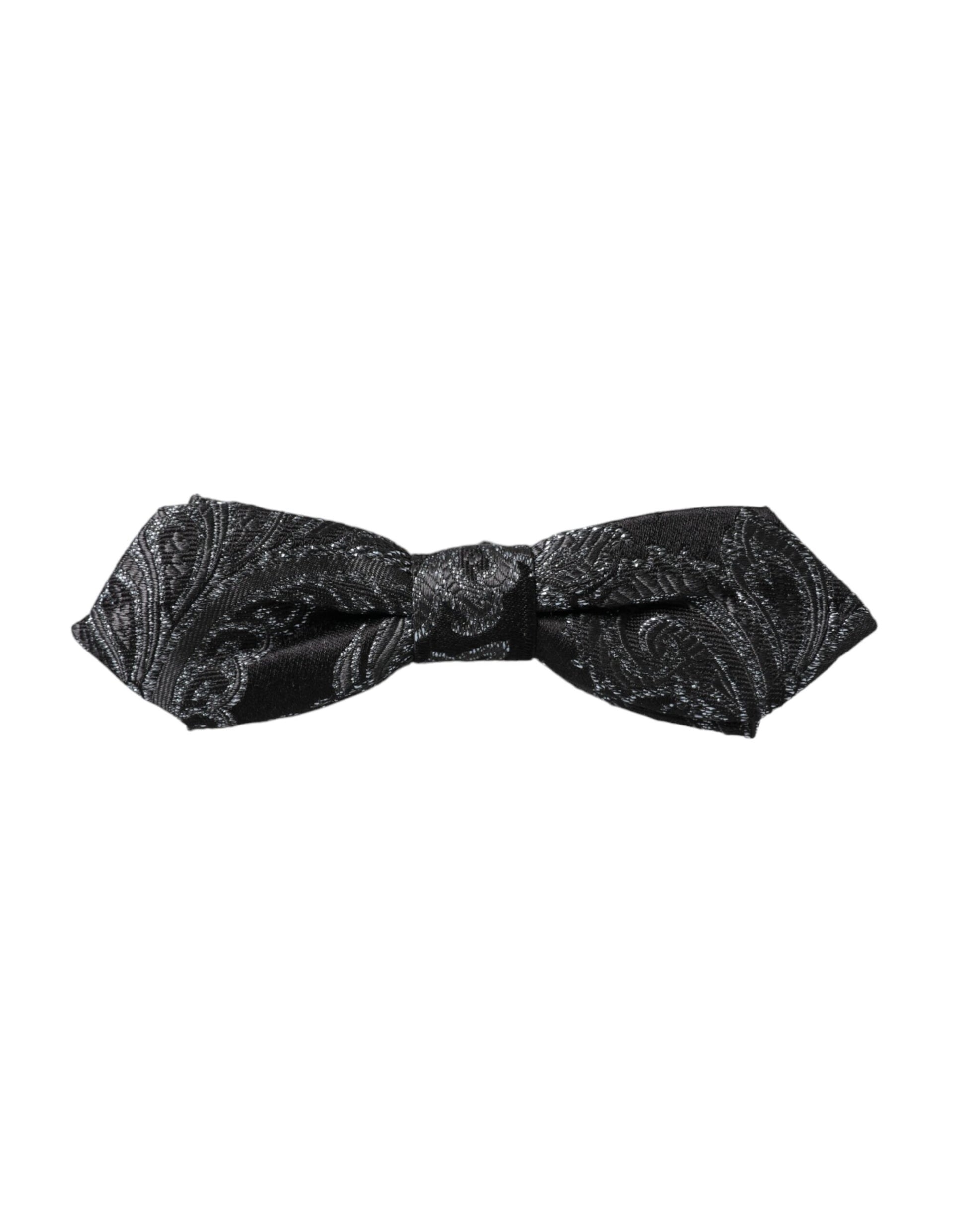 Schwarze Herrenfliege aus Seidenjacquard mit verstellbarem Hals