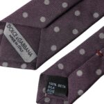 Lilafarbene, verstellbare Herrenkrawatte aus 100 % Seide mit Punkten