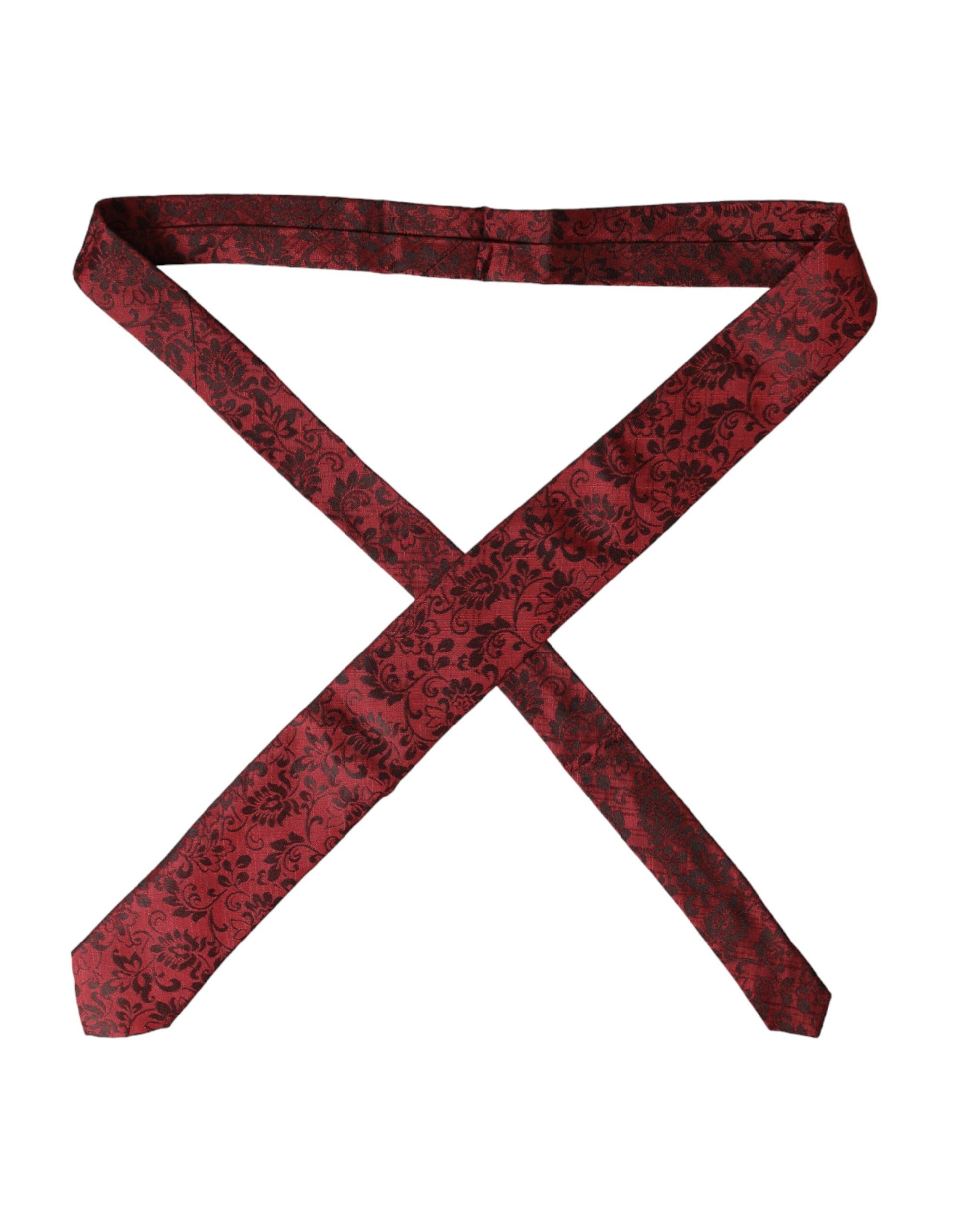 Verstellbare Herrenkrawatte aus roter Brokatseide mit Blumenmuster