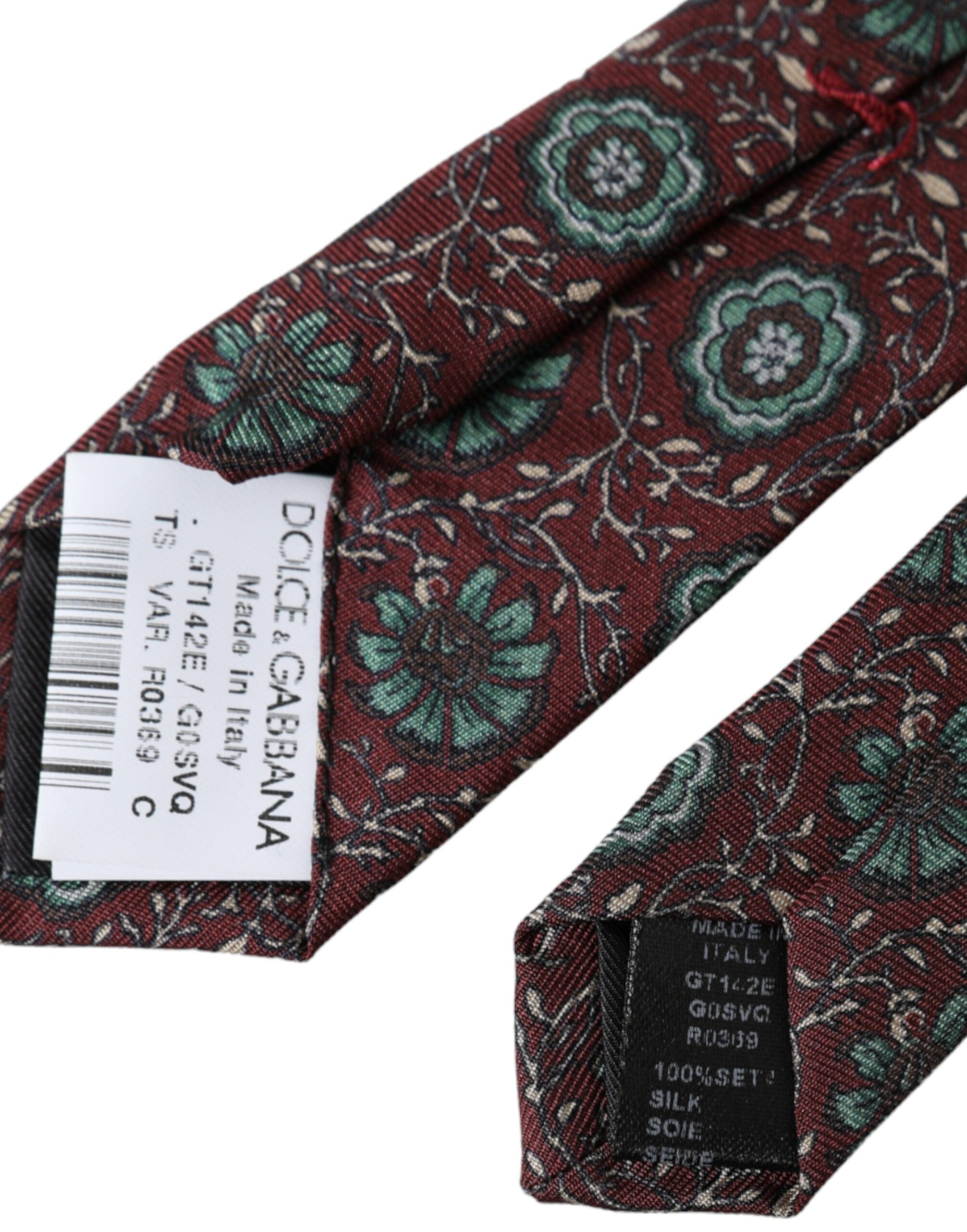 Verstellbare Herrenkrawatte aus 100 % Seide mit Blumenmuster in Kastanienbraun