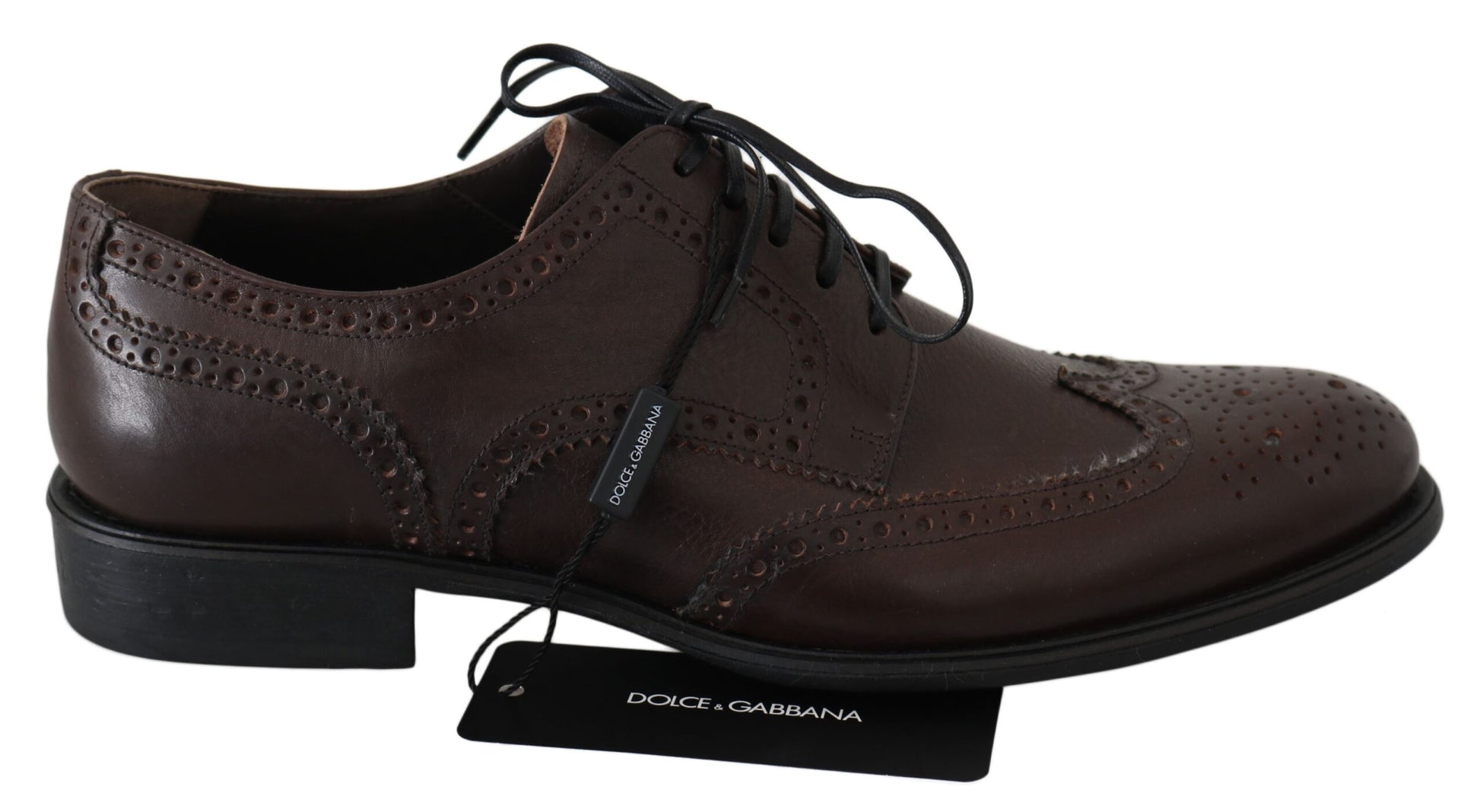 Braune Brogue-Derby-Schuhe aus Leder