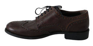 Braune Brogue-Derby-Schuhe aus Leder