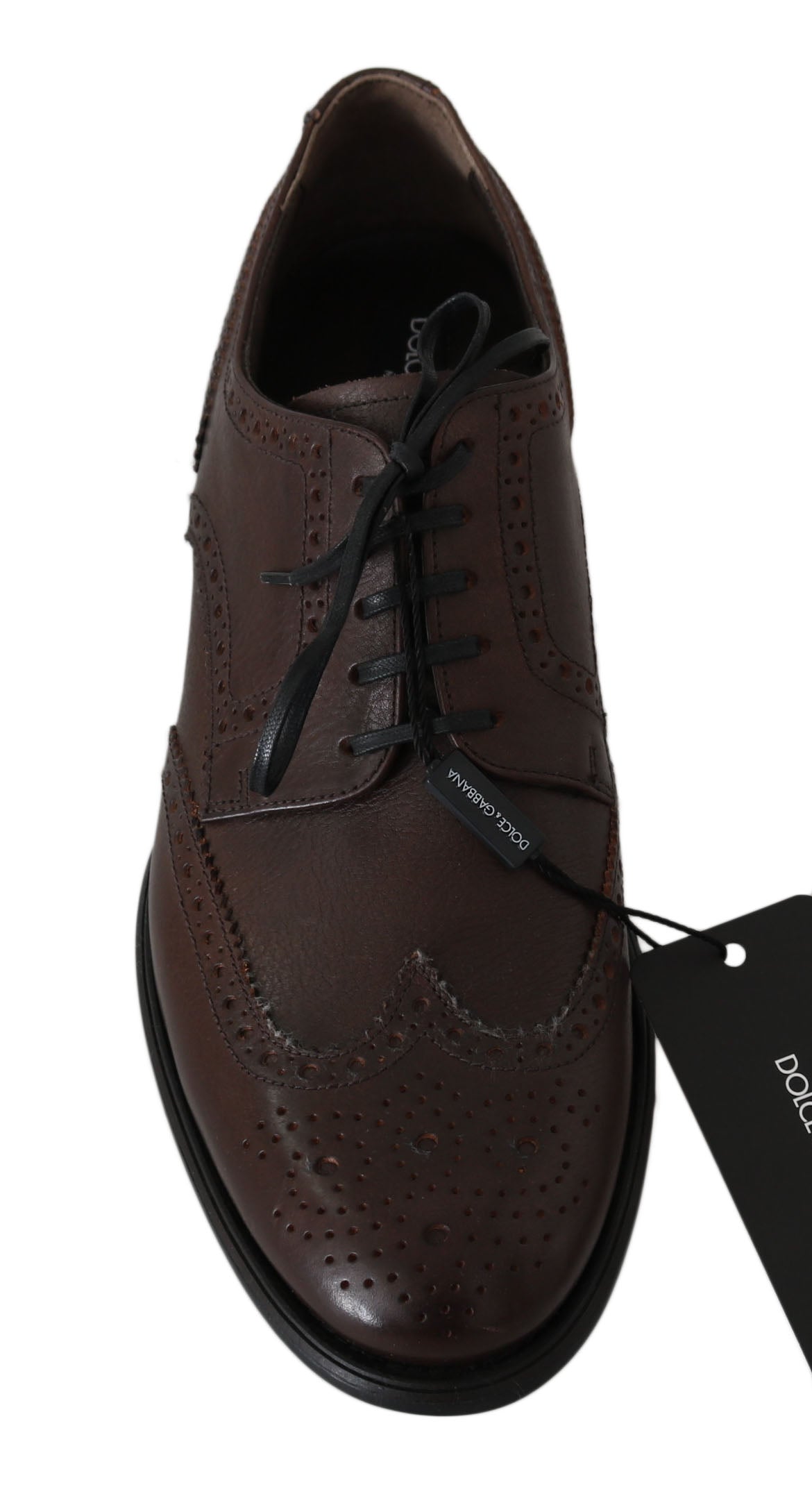 Braune Brogue-Derby-Schuhe aus Leder