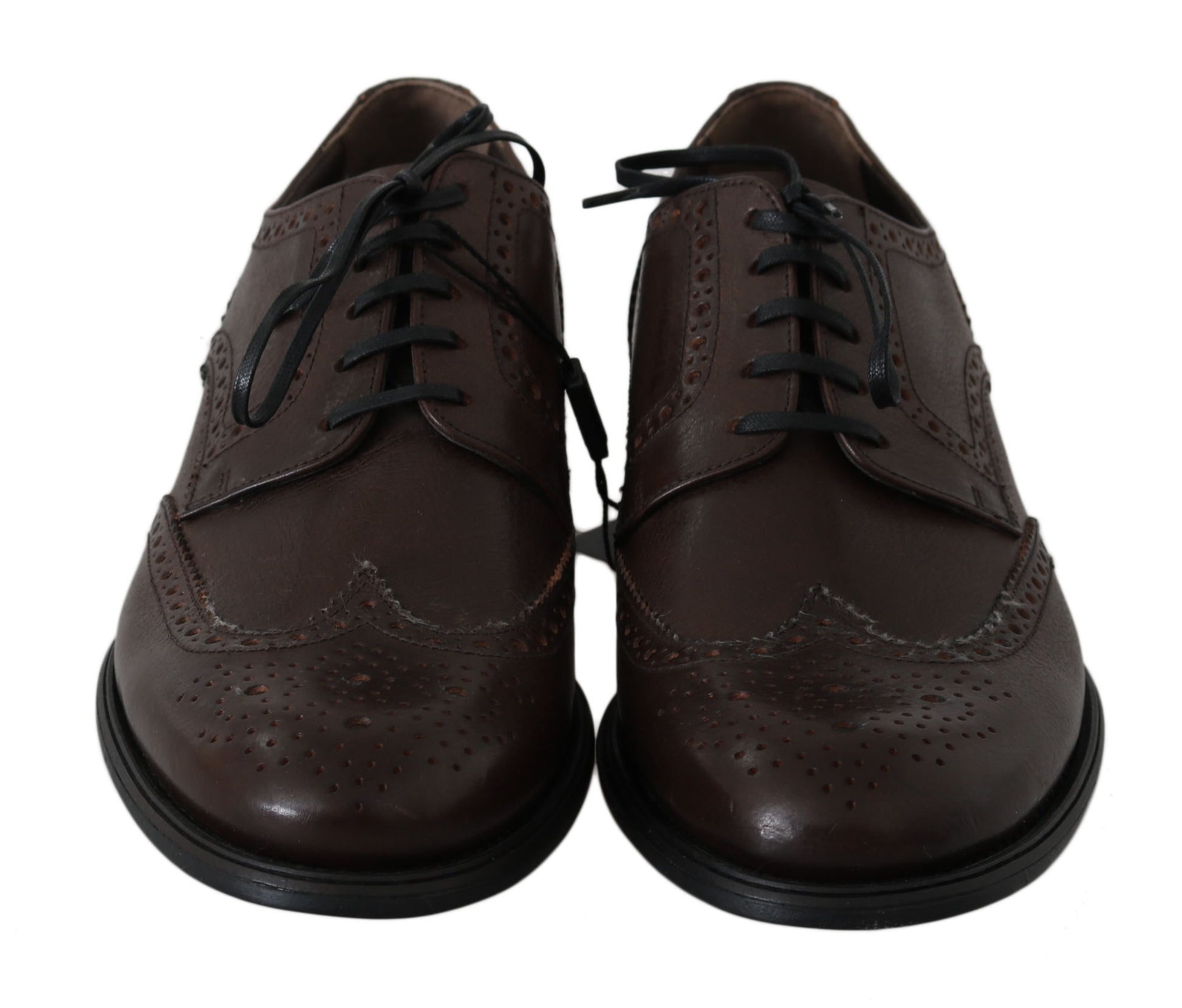 Braune Brogue-Derby-Schuhe aus Leder
