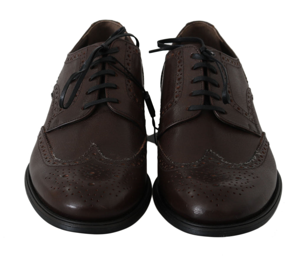 Dolce & Gabbana Brown Leather Brogue Derby Dress Shoes