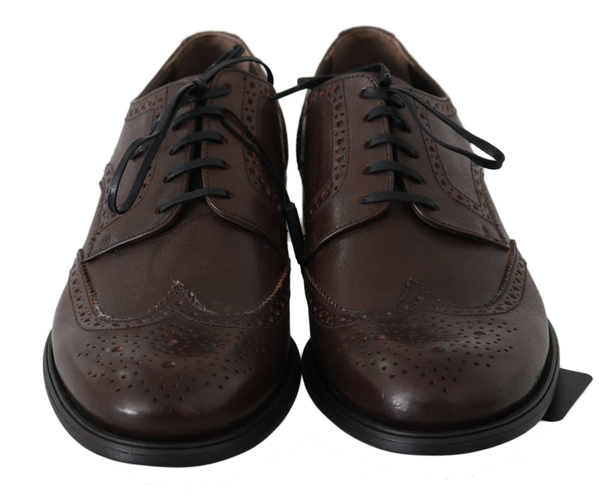Dolce & Gabbana Brown Leather Brogue Derby Dress Shoes
