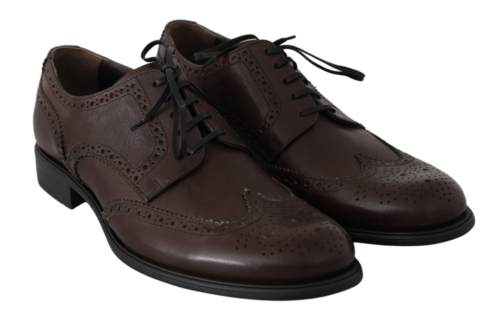Braune Brogue-Derby-Schuhe aus Leder