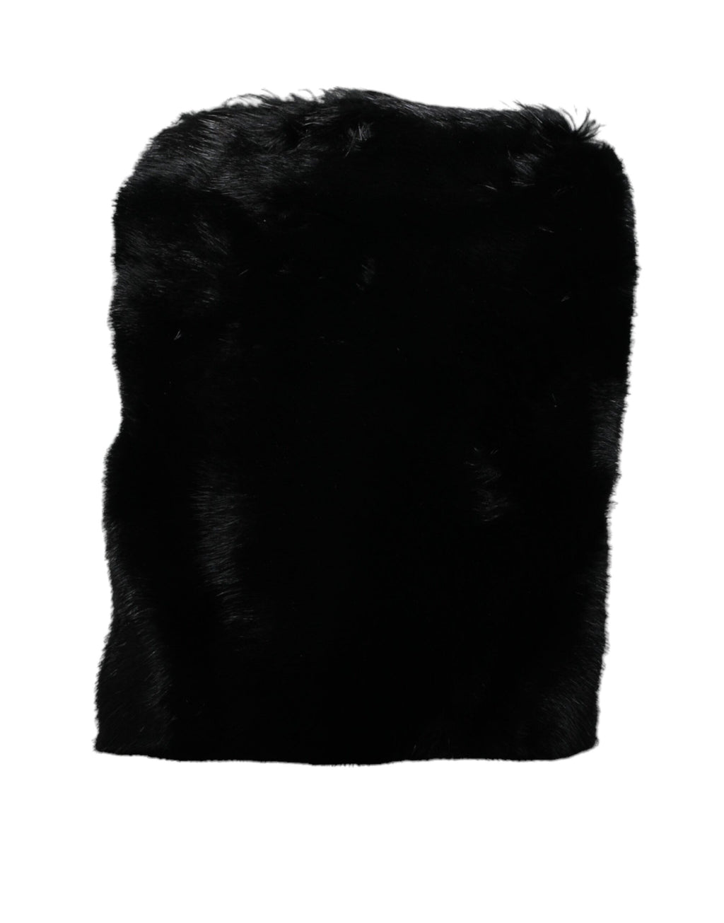 Schwarze Umhängetasche aus Kunstpelz mit silberner Kette