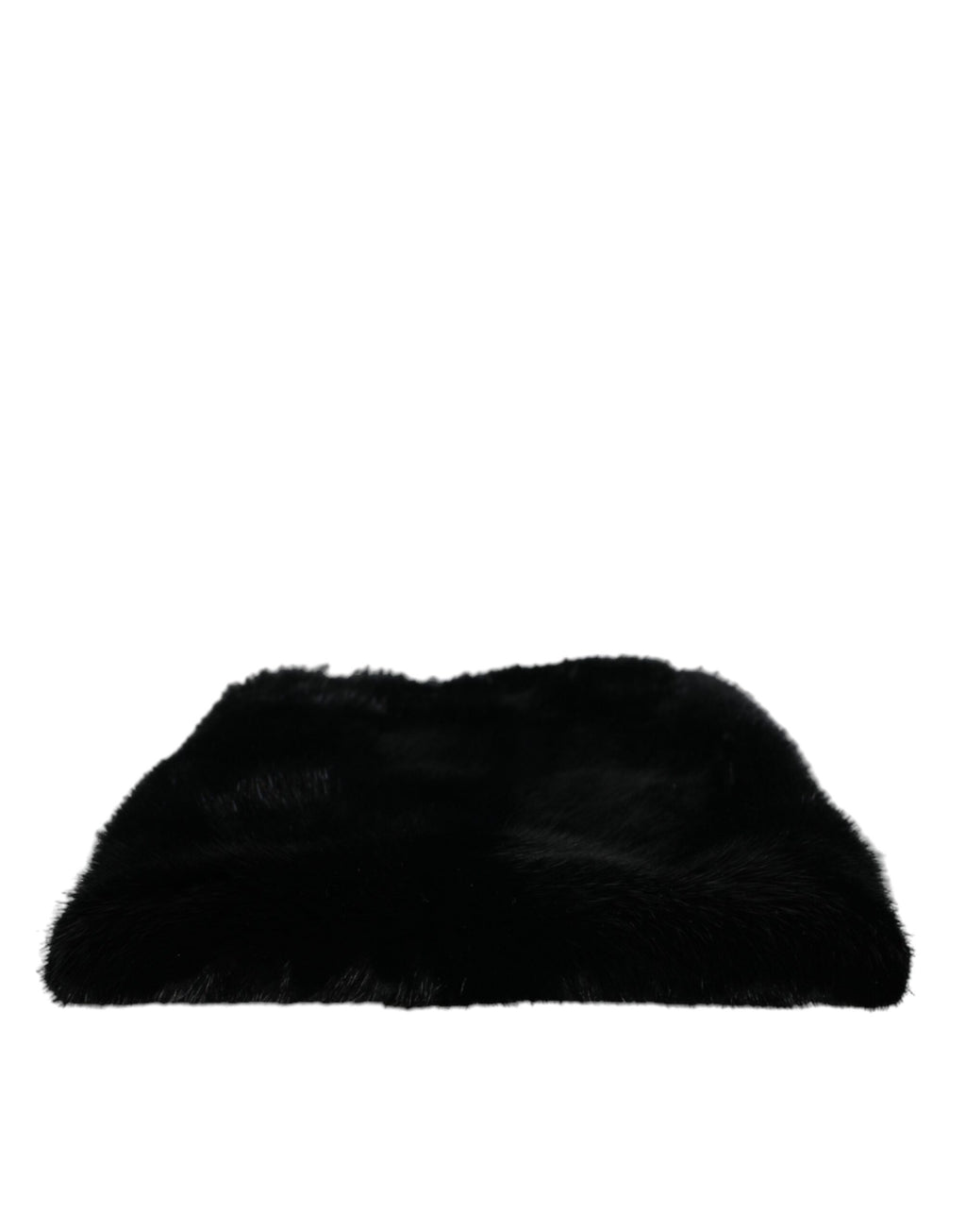 Schwarze Umhängetasche aus Kunstpelz mit silberner Kette
