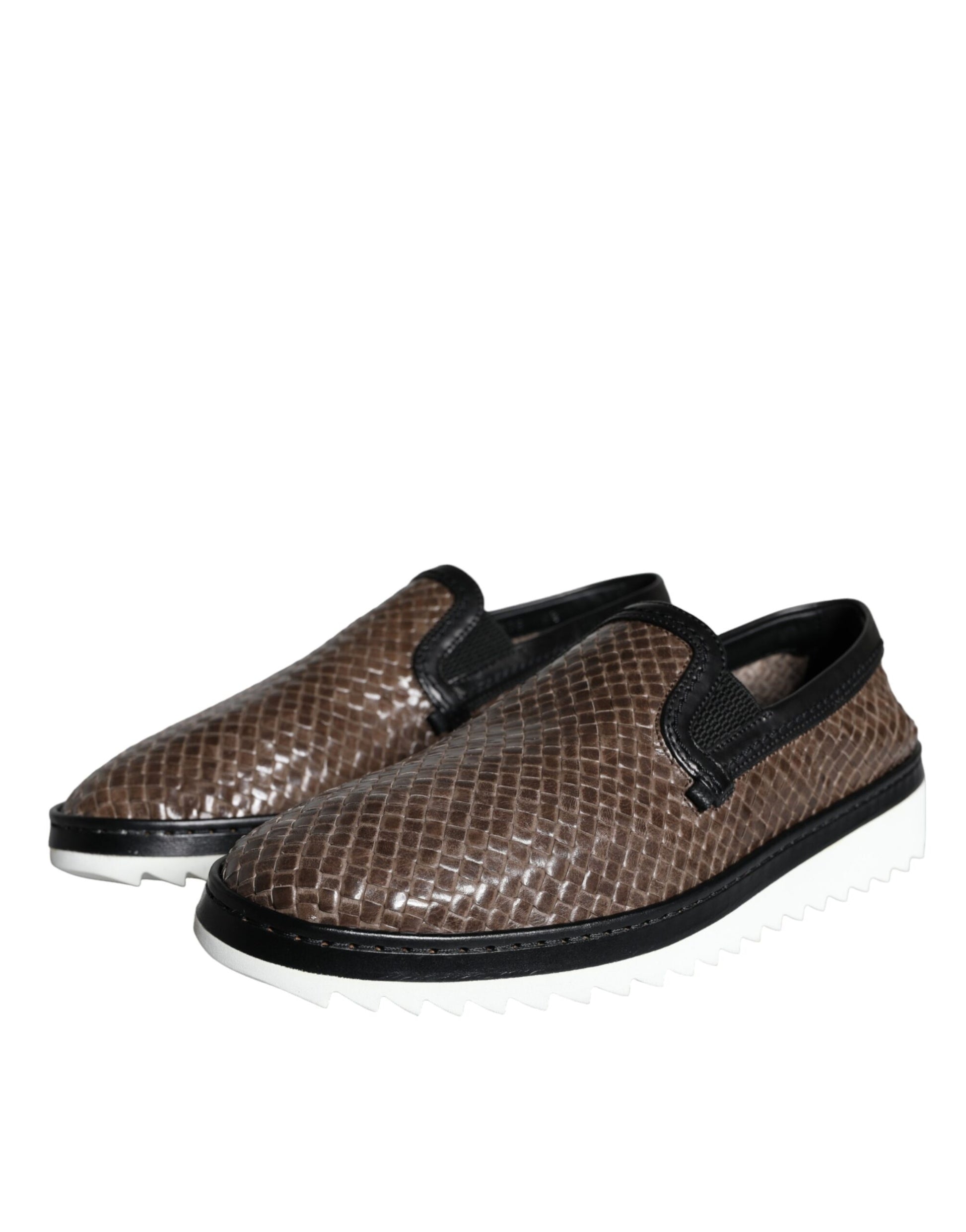 Braune schwarze Leder gewebte Herren Loafer Schuhe