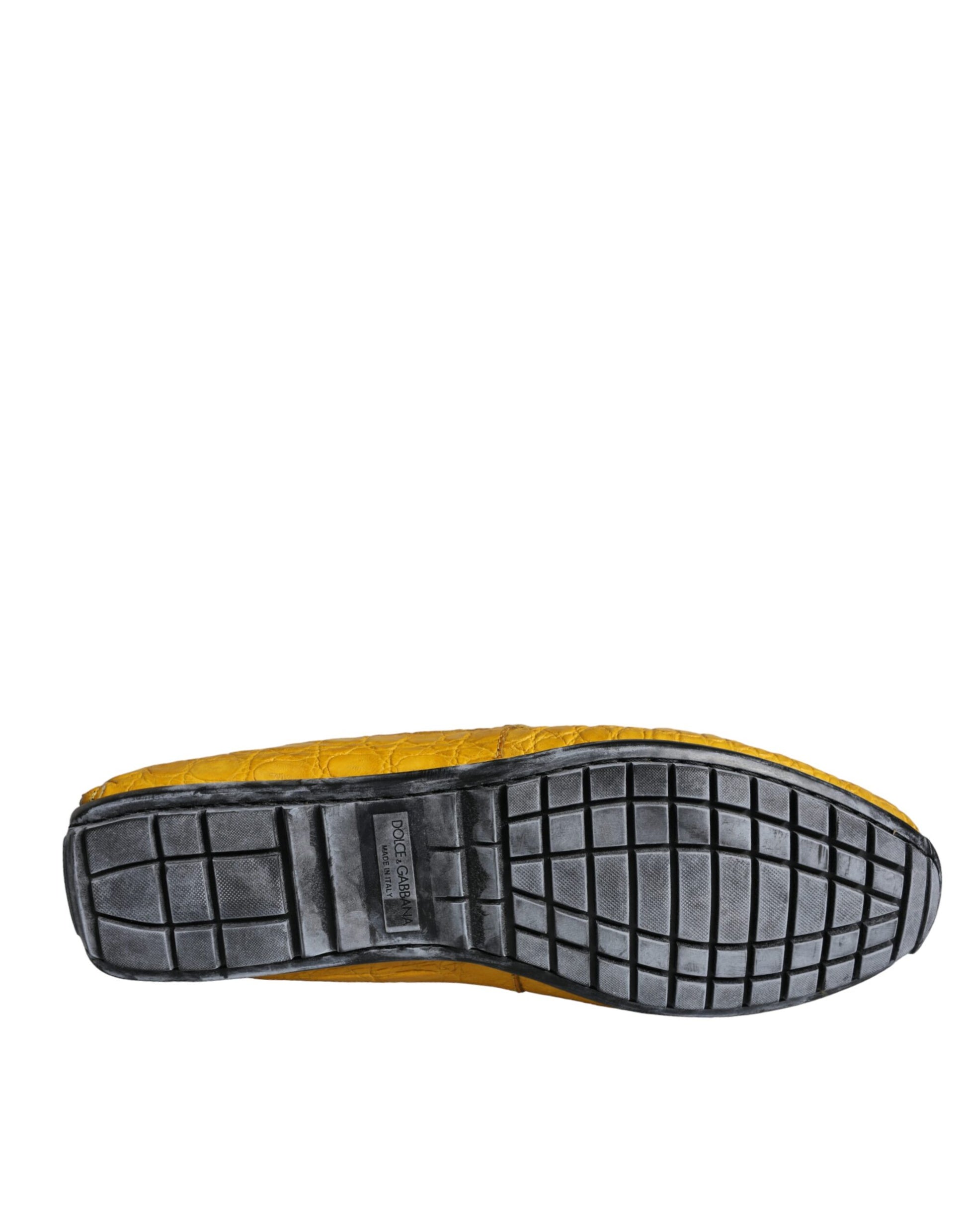 Gelbe Leder Slip Mokassin Loafer Schuhe