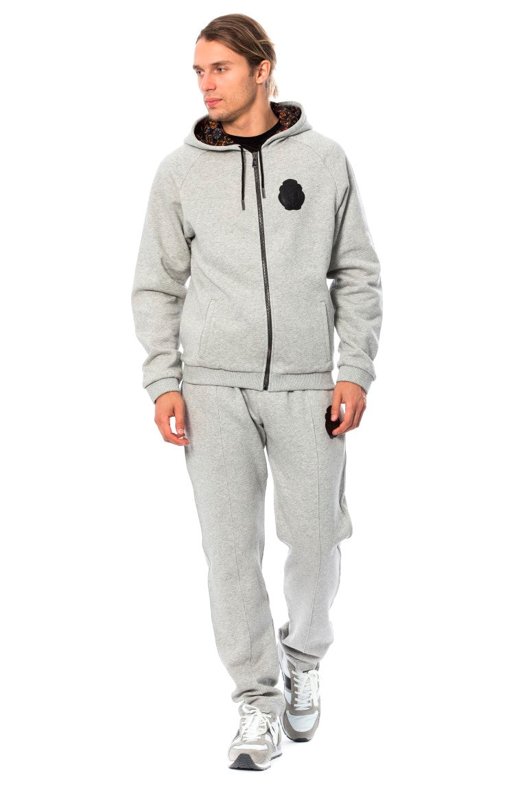 Grauer Kapuzen-Sweatsuit aus Baumwolle