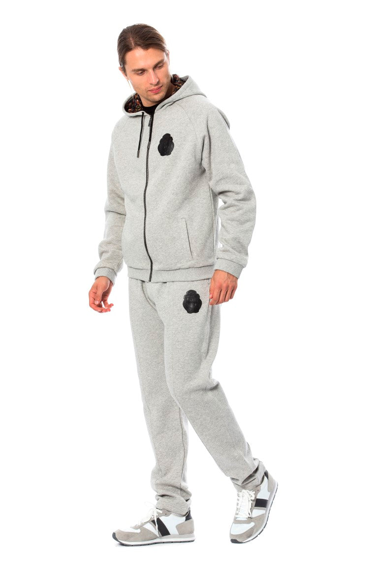 Grauer Kapuzen-Sweatsuit aus Baumwolle