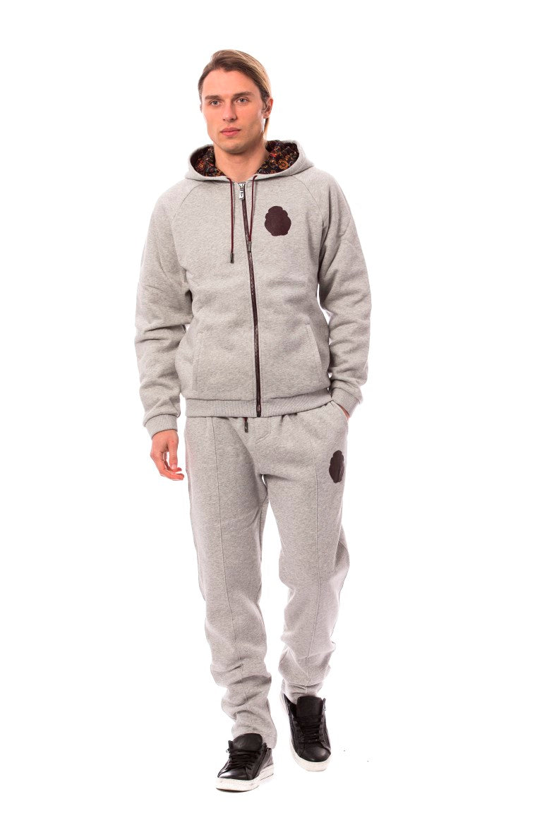Grauer Kapuzen-Sweatsuit aus Baumwolle