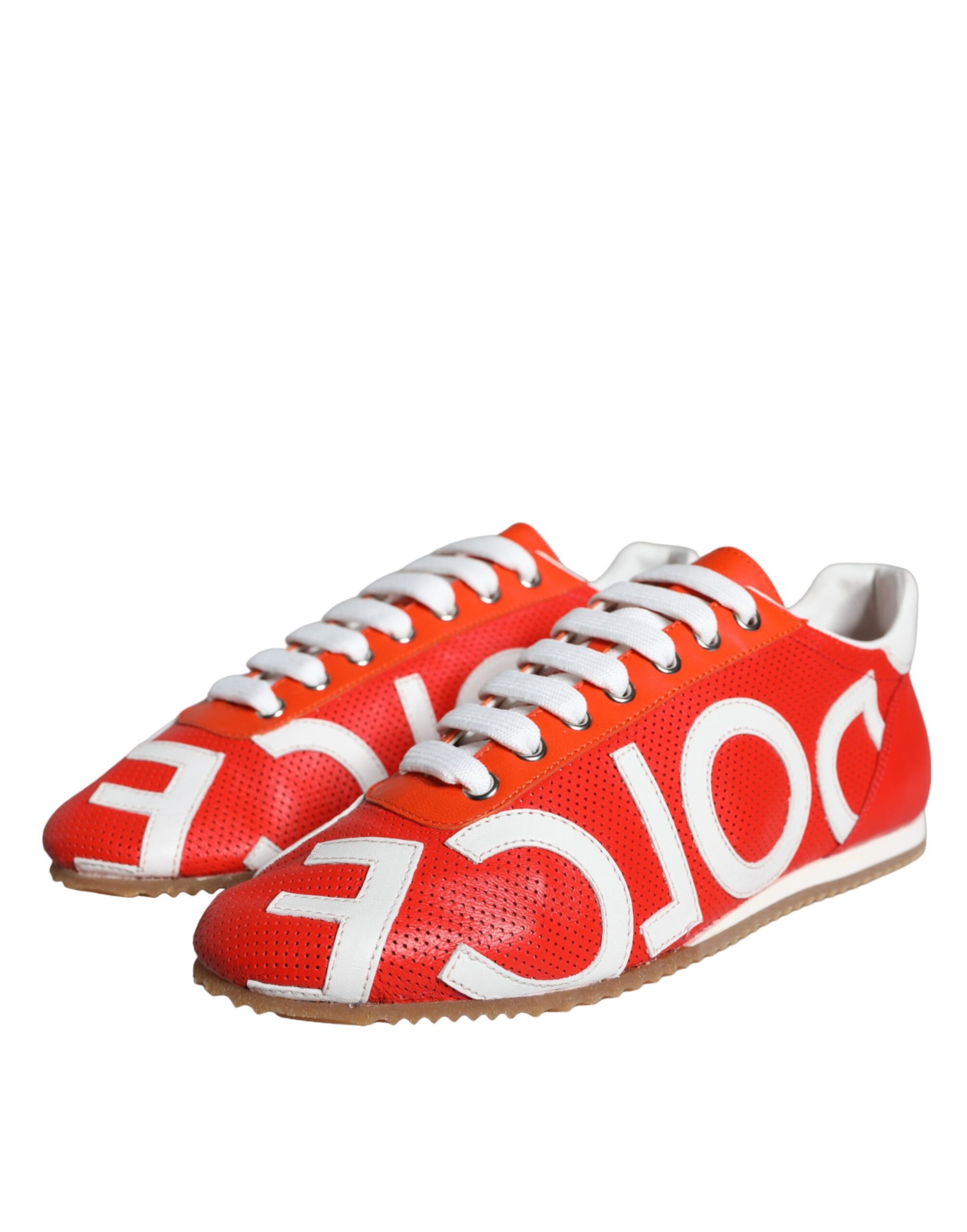 Rot Weiß Leder Logo Casual Sneakers Schuhe