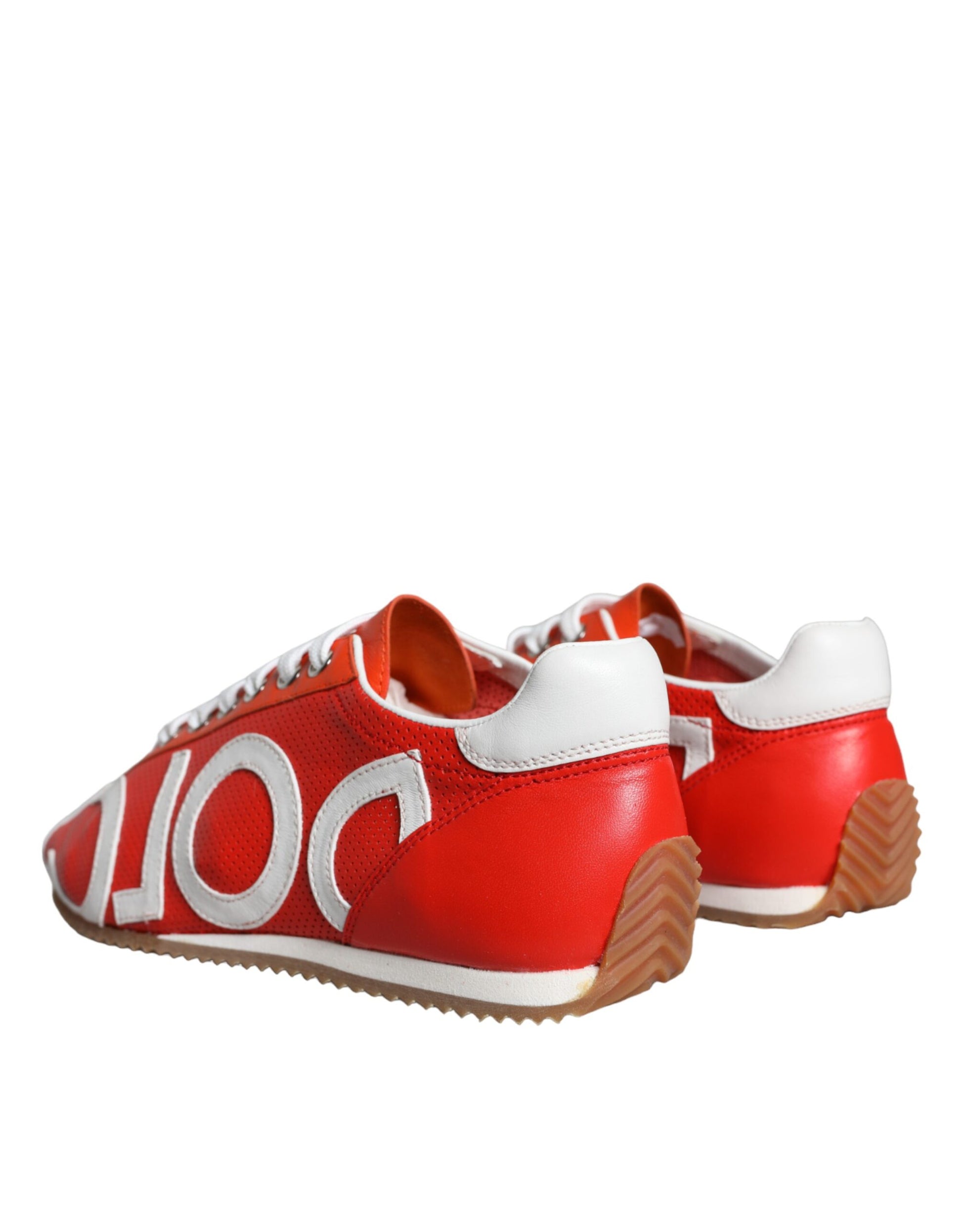 Rot Weiß Leder Logo Casual Sneakers Schuhe