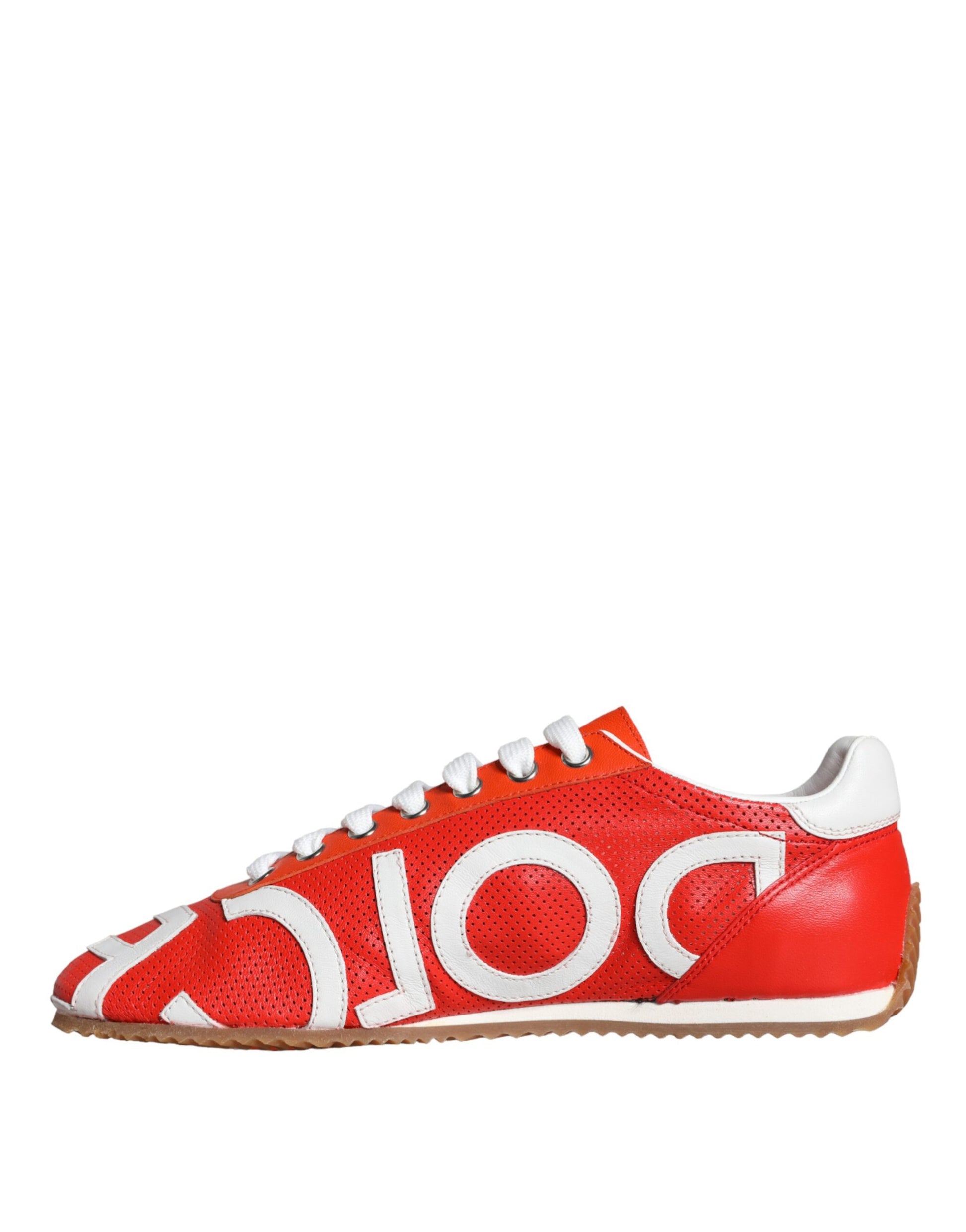 Rot Weiß Leder Logo Casual Sneakers Schuhe