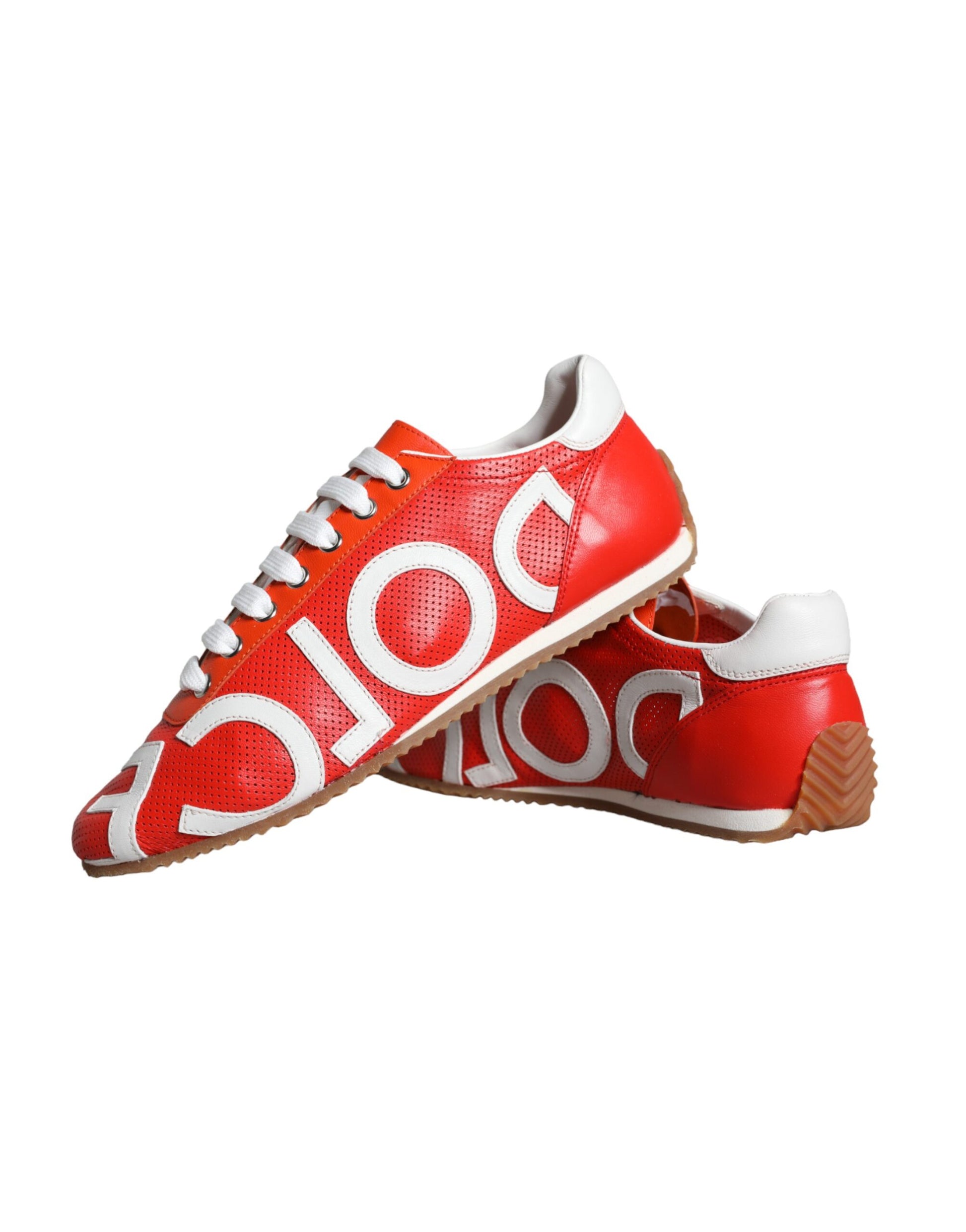 Rot Weiß Leder Logo Casual Sneakers Schuhe