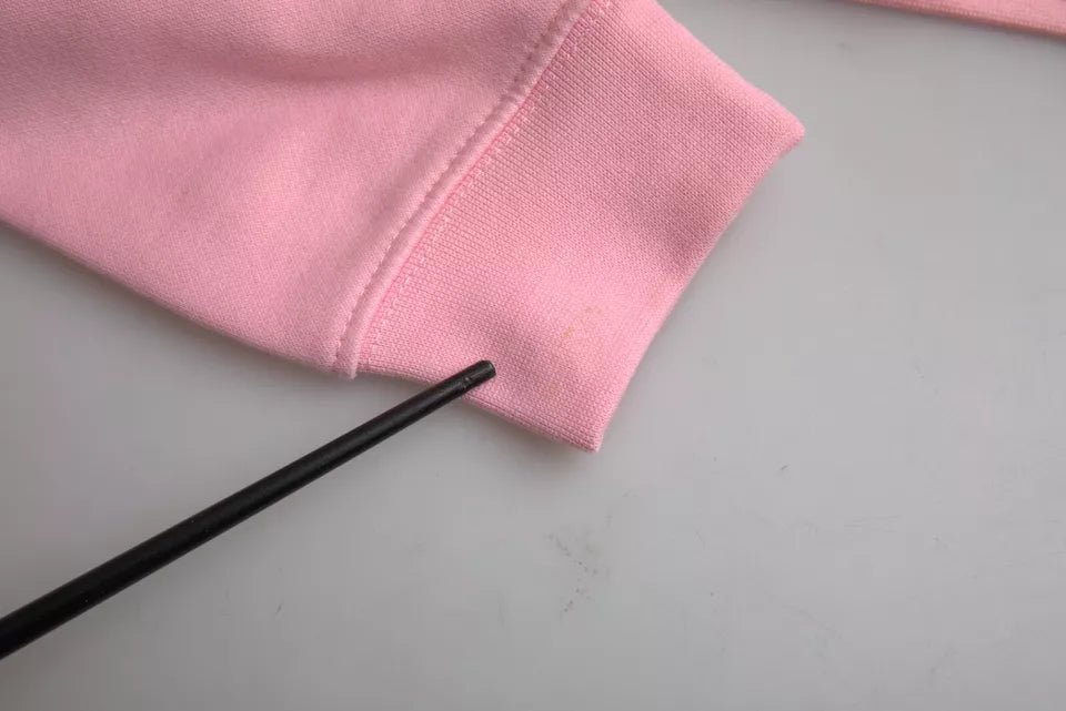 Rosafarbener Pullover mit langen Ärmeln aus Baumwolle mit Logo-Print