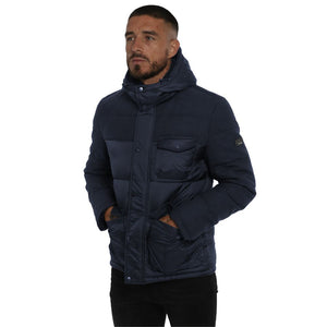 Blaue Polyesterjacke