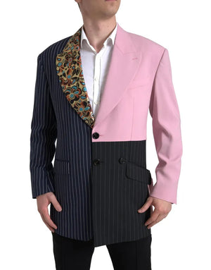 Mehrfarbiger einreihiger Patchwork-Blazer