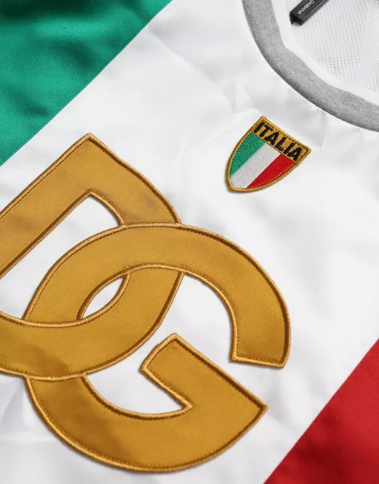 Weiß Grün Ärmelloses Top Italienische Flagge Korb T-shirt