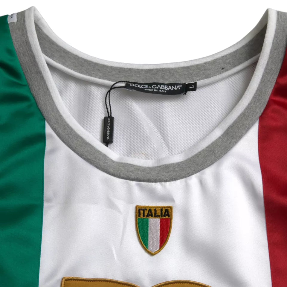 Weiß Grün Ärmelloses Top Italienische Flagge Korb T-shirt