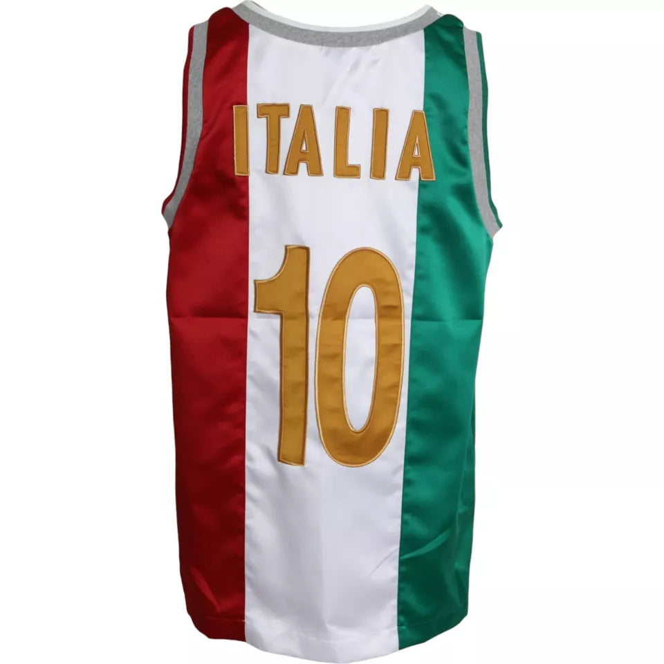 Weiß Grün Ärmelloses Top Italienische Flagge Korb T-shirt