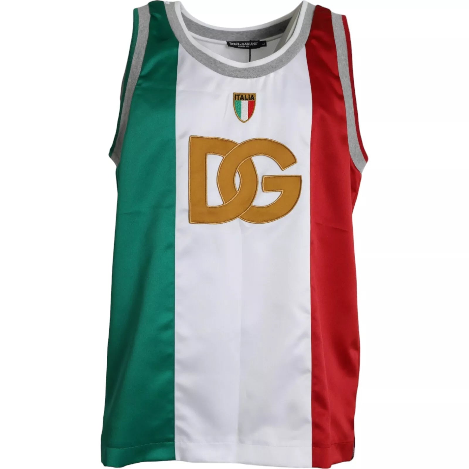 Weiß Grün Ärmelloses Top Italienische Flagge Korb T-shirt