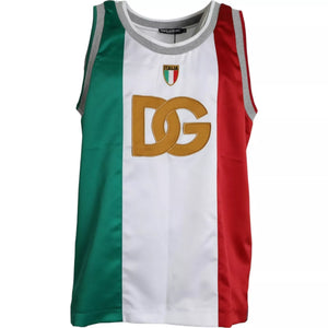 Weiß Grün Ärmelloses Top Italienische Flagge Korb T-shirt
